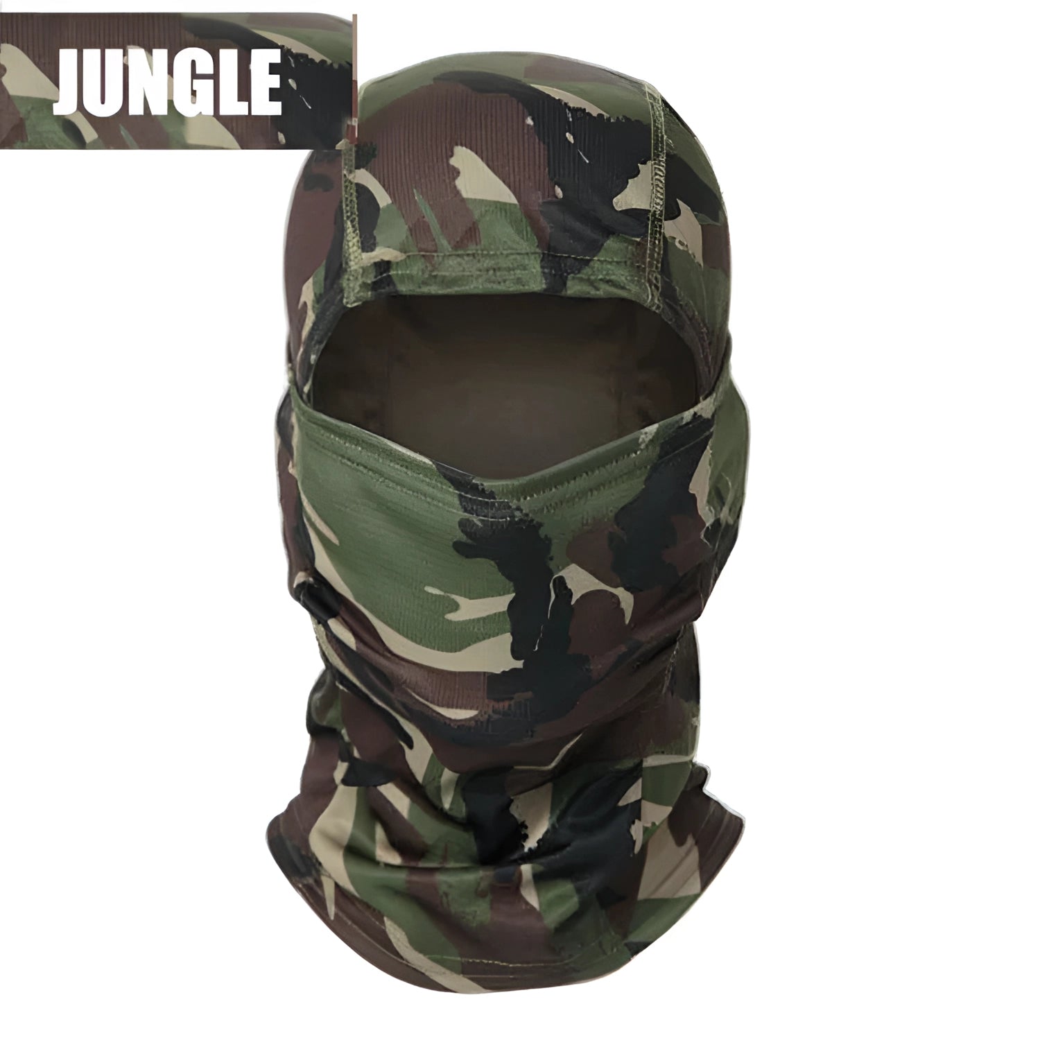 Full-Face Tactical Camouflage Balaclava - Breathable, Windproof, Thermal, featuring military camouflage pattern, designed for outdoor sports and personal protection.