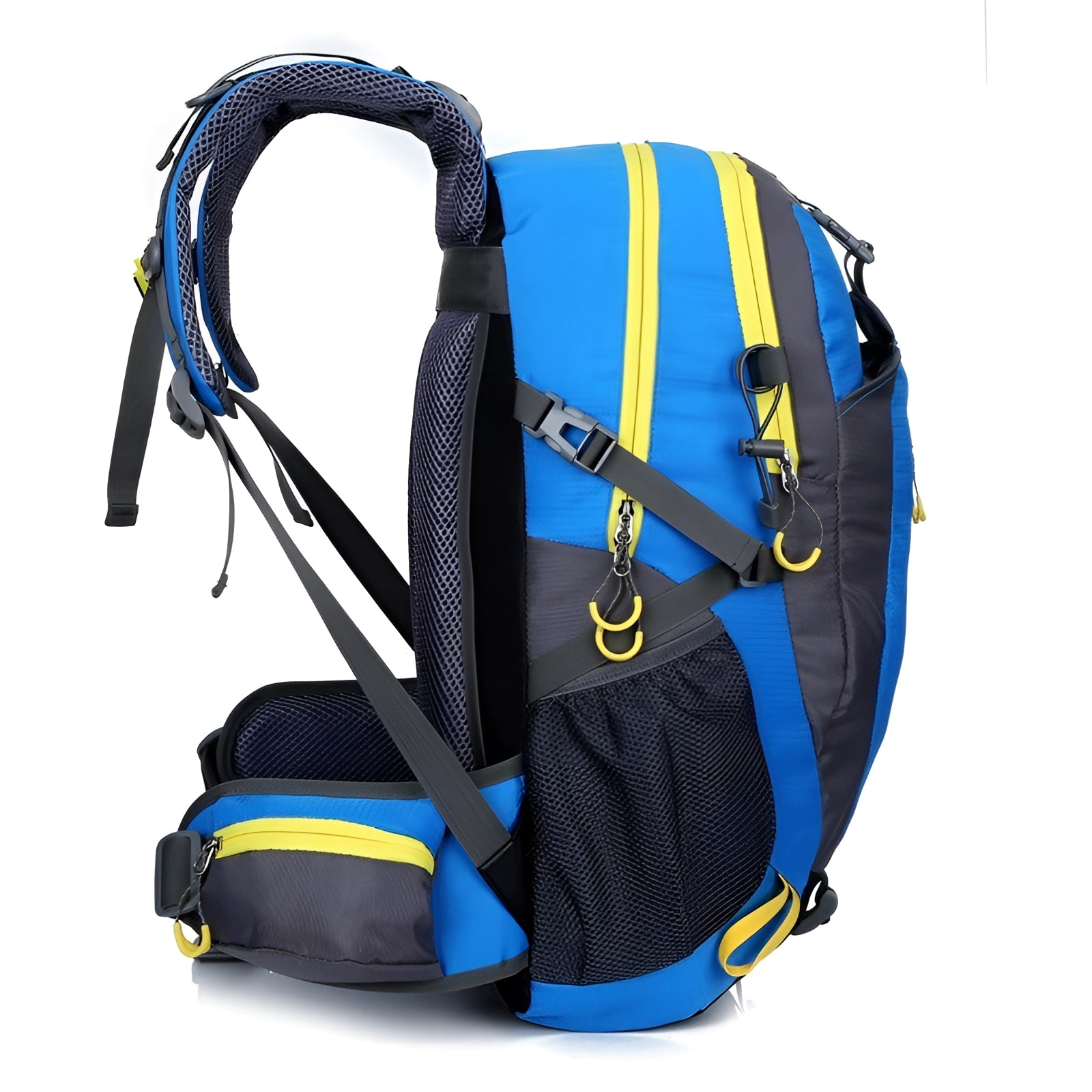 High-Capacity Waterproof Hiking Backpack in Electric Blue with Reflective Safety Features