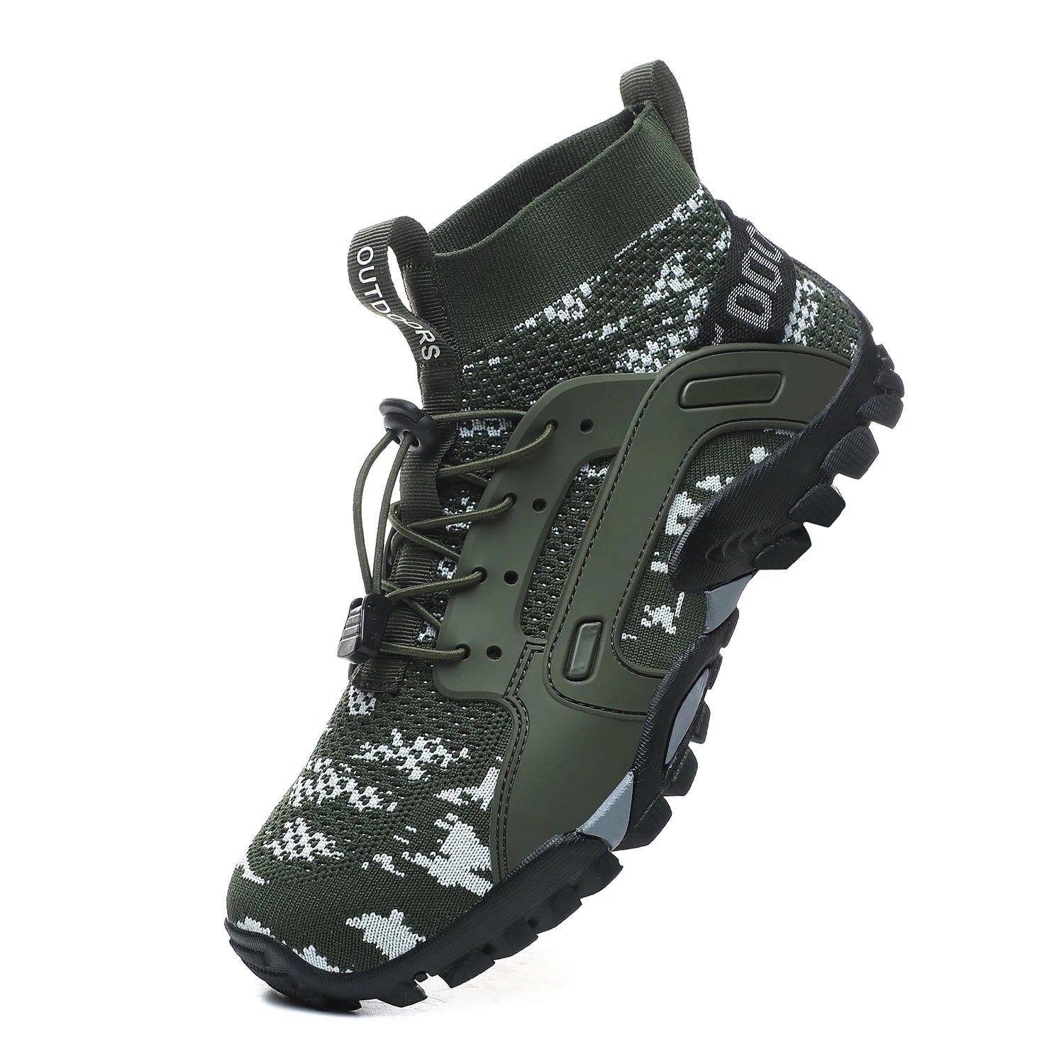 High-Top Lightweight Tactical Boots in black, designed for breathability, slip resistance, and quick-drying, suitable for outdoor and work environments.