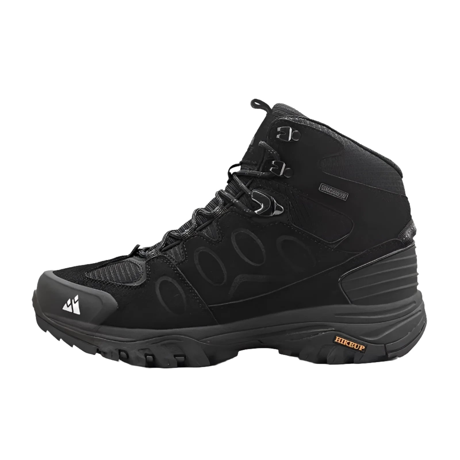 HikeUp Men's Insulated Waterproof Winter Hiking Boots in Fur-Black, size 40, featuring ankle support and anti-slip soles.