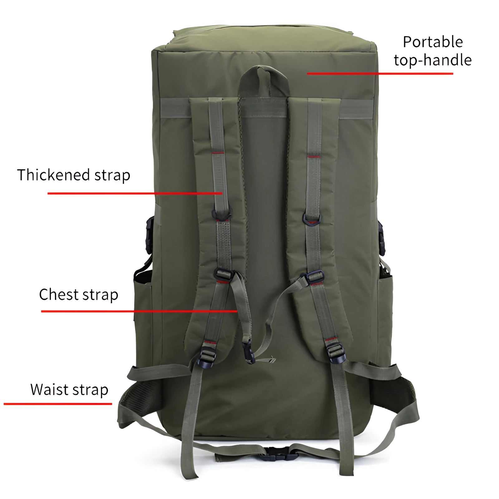 Large capacity military tactical backpack, durable and water-resistant, designed with multiple compartments and sturdy straps, ideal for travel and carrying gear.