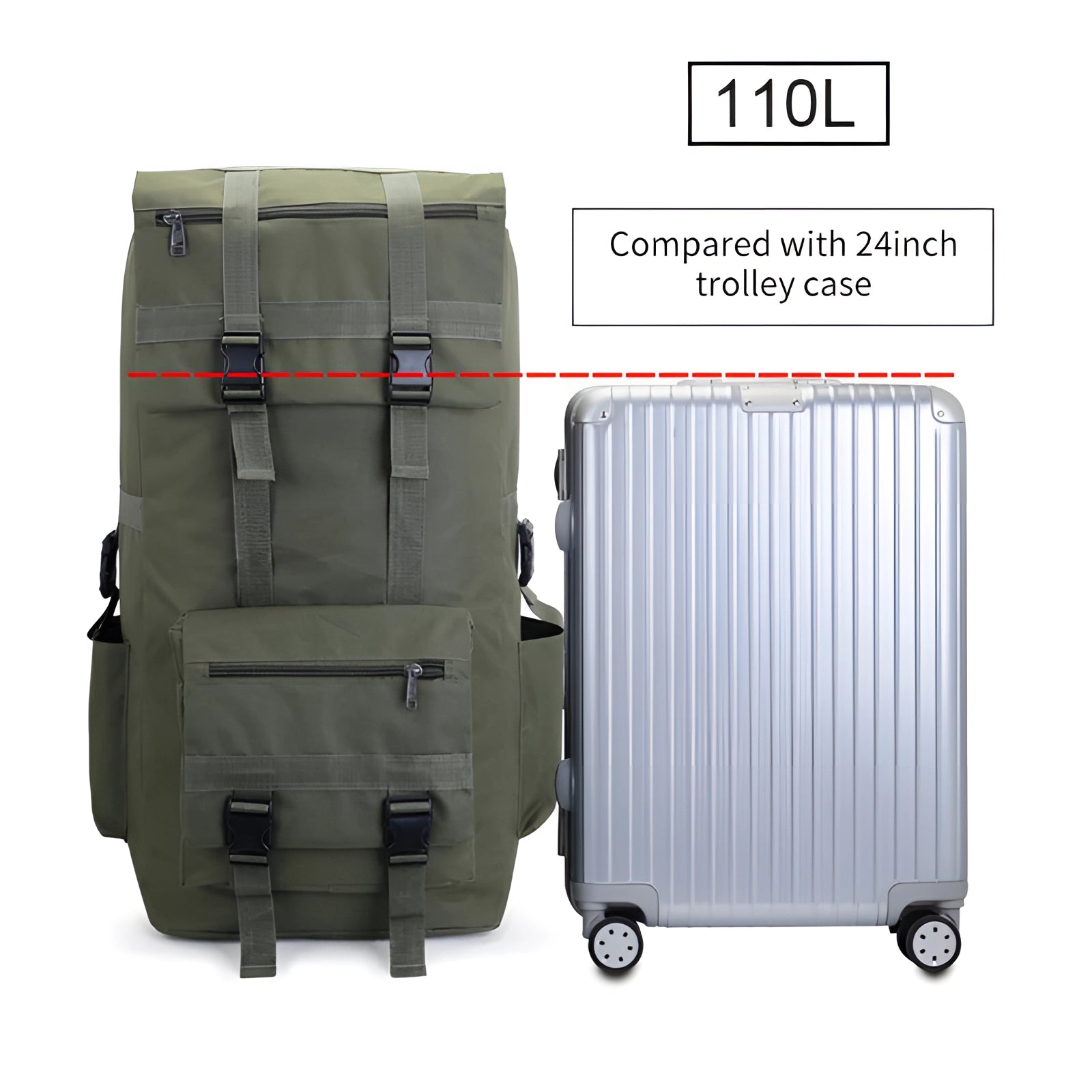 Large capacity military tactical backpack, featuring a durable and water-resistant design with sturdy metal handles, ideal for outdoor adventures and heavy-duty use.