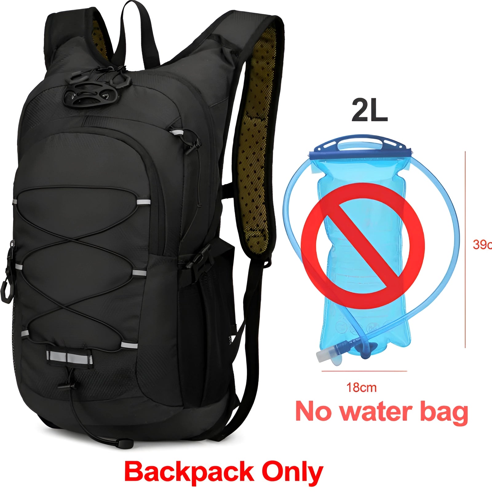 Lightweight black 10L hydration hiking backpack featuring a ventilated back panel designed for comfort and breathability.