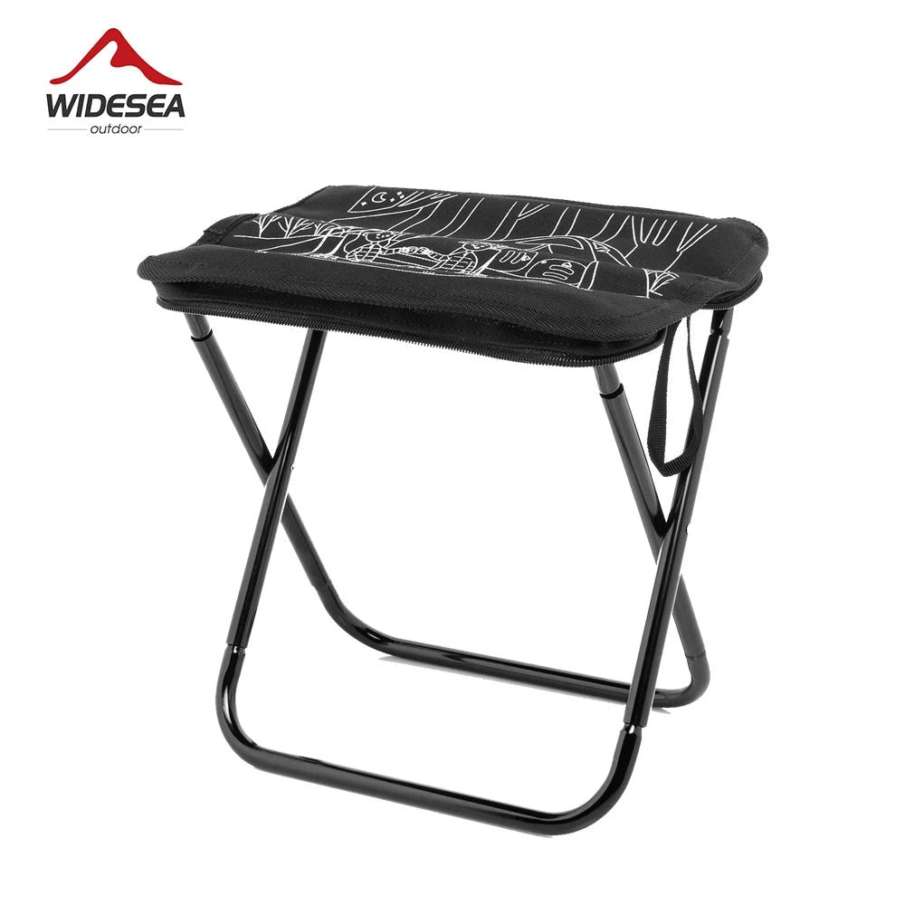 Lightweight portable folding camping stool designed for travel, featuring a compact and sturdy design suitable for outdoor use.