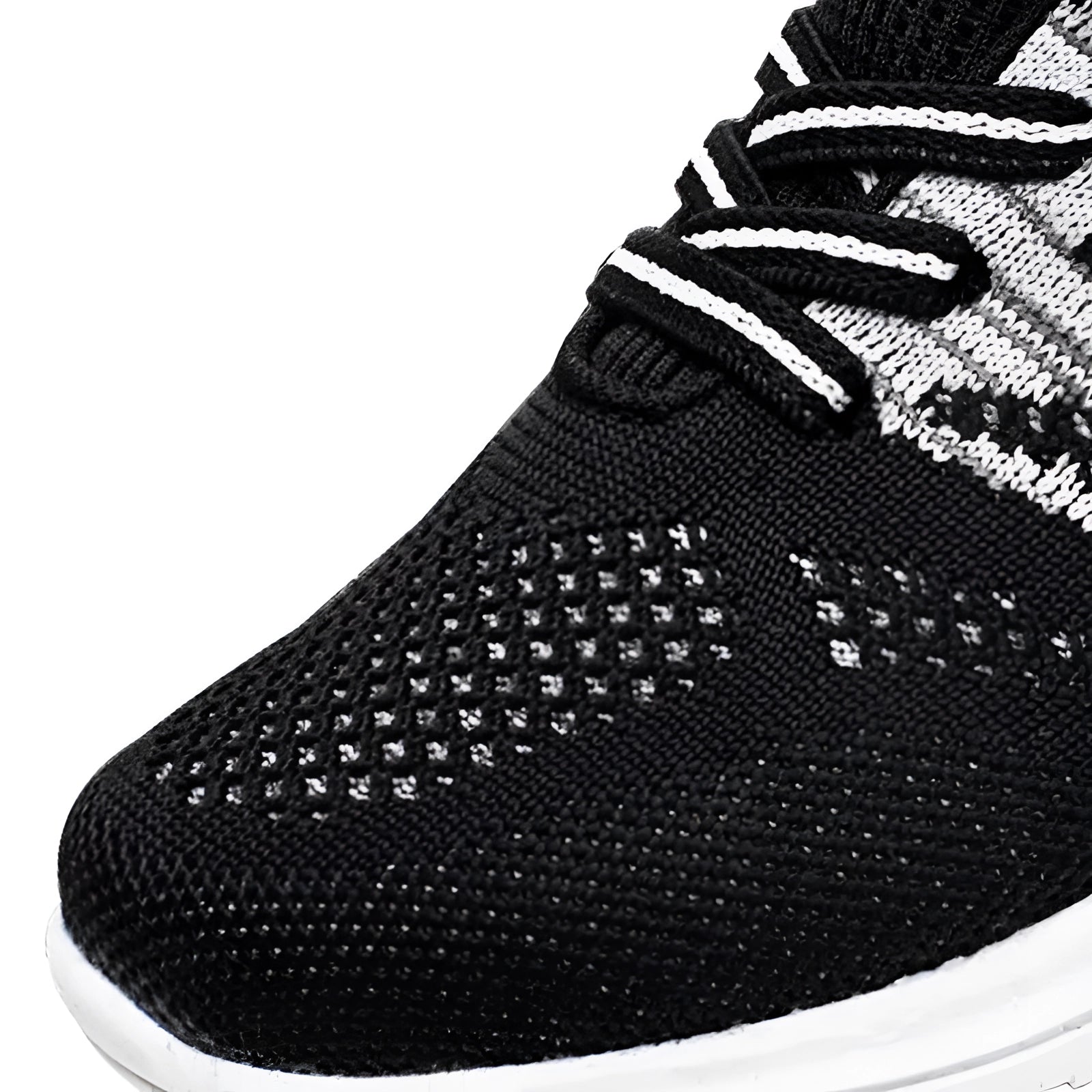 Lightweight unisex breathable Velcro running shoes in black and white, designed for outdoor and sports activities, featuring a sleek pattern and comfortable fit for walking or running.