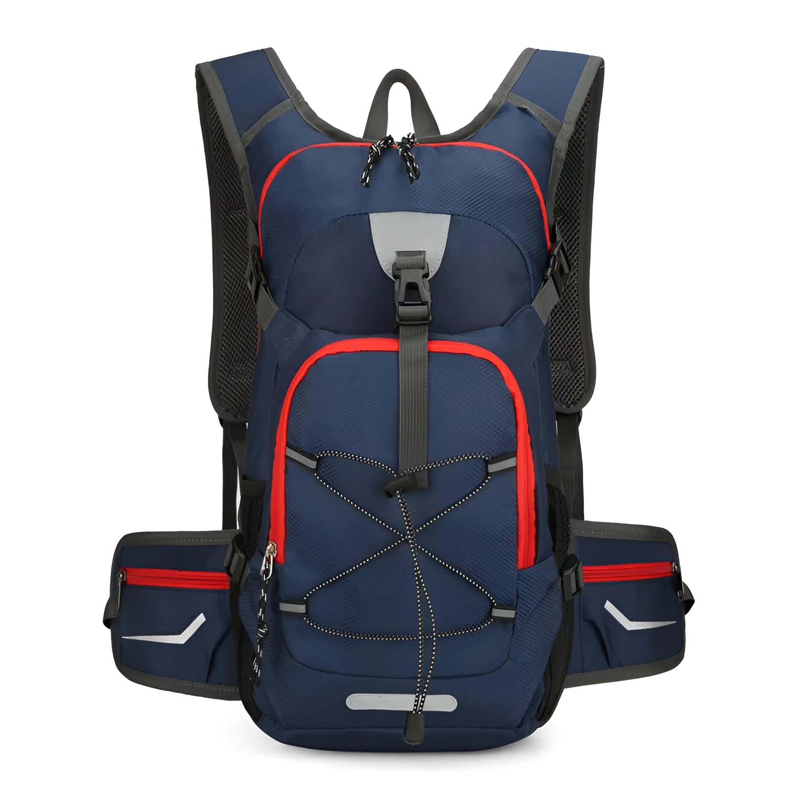 Deep blue lightweight hiking backpack with a sleek, water-resistant design and ventilated back panel, ideal for outdoor adventures.