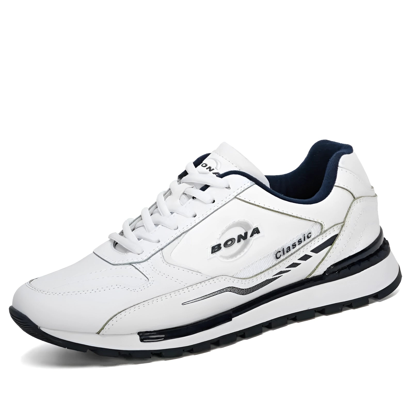 Men's beige running sneakers with a low-top design, featuring a white and grey color scheme. These athletic shoes are designed for comfort and suitable for outdoor activities. The style is sporty and modern, ideal for walking or running.