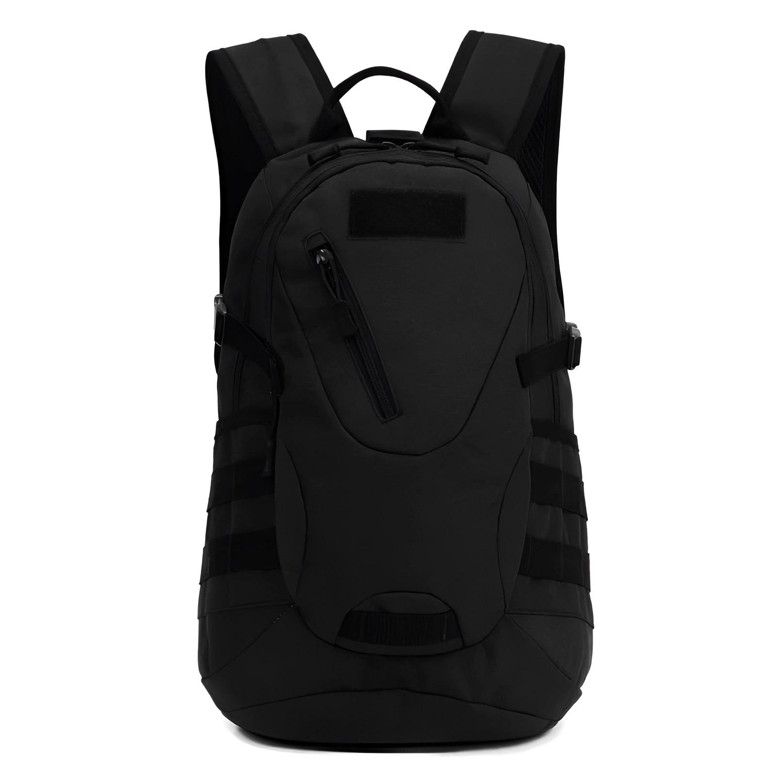 Military-grade tactical backpack in black with USB charger, featuring a durable design suitable for outdoor activities.