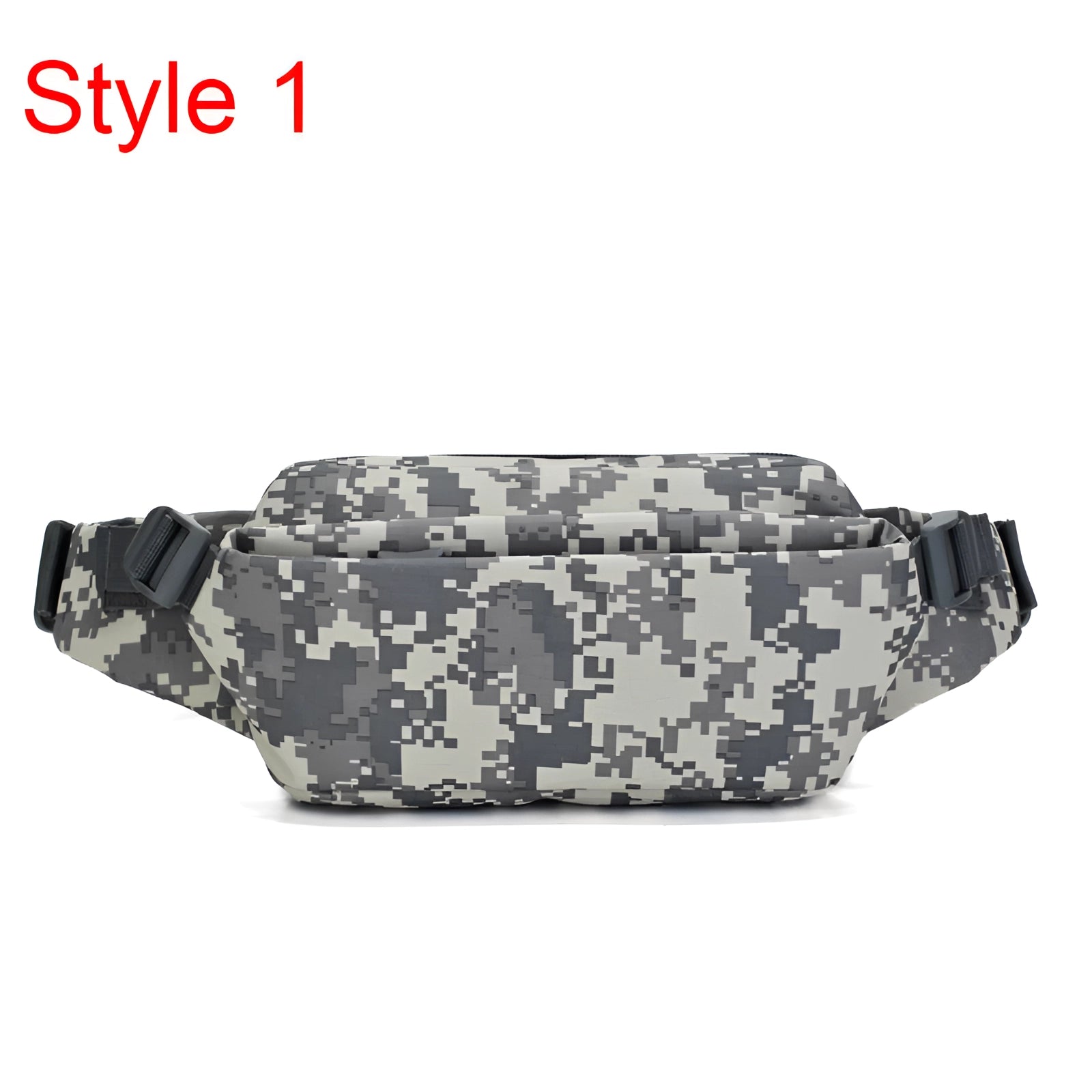 Military tactical sling bag in olive green with a distinctive camo pattern, featuring a rectangular shape and multiple compartments, designed as an outdoor shoulder pack.