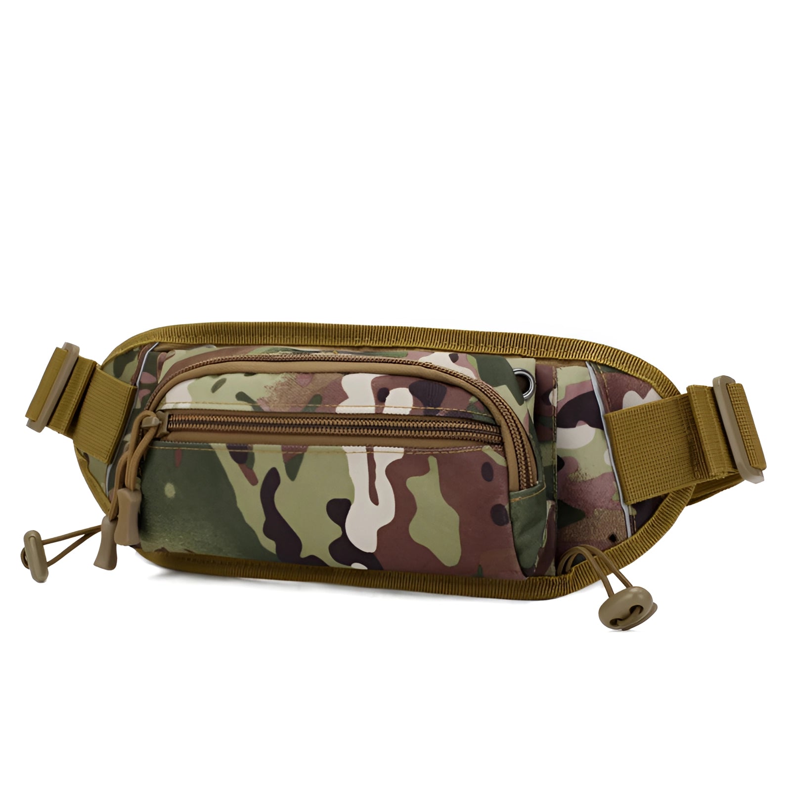 Olive green military tactical sling bag with multiple compartments and adjustable shoulder strap, designed for outdoor use.