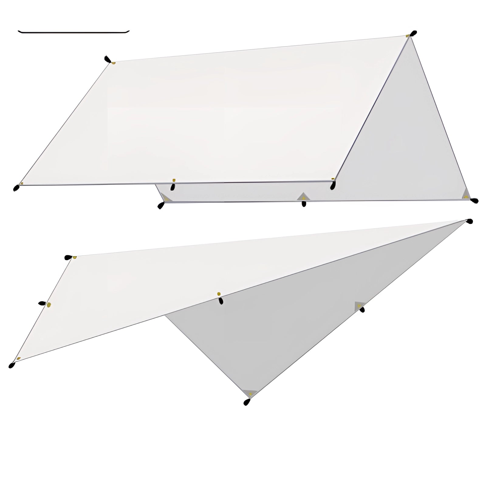 White 3x5 meter waterproof camping tarp providing durable UV protection and outdoor shade, draped over a sloped structure.