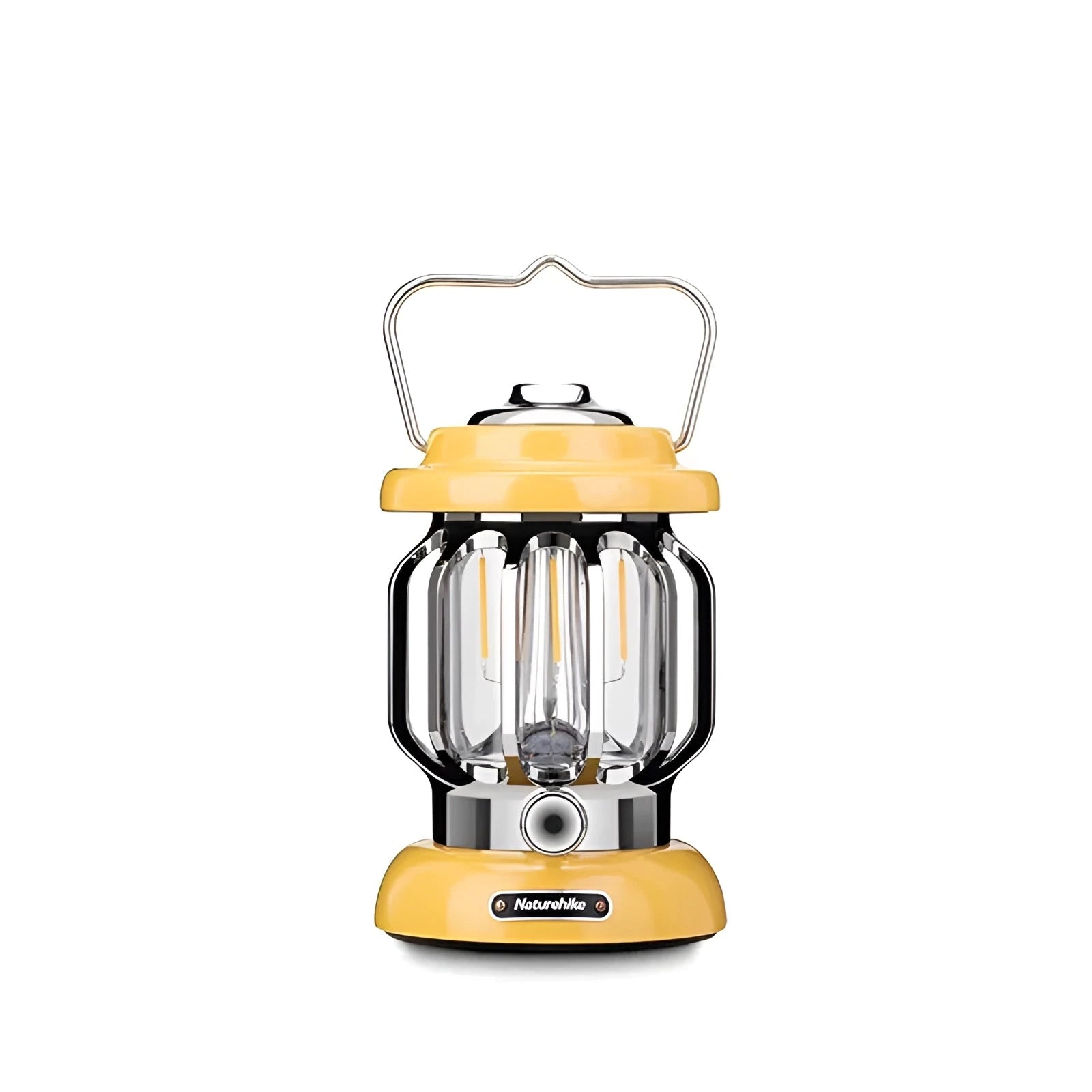 Vintage-style Naturehike LED camping lantern, portable and rechargeable, with a cylindrical design.