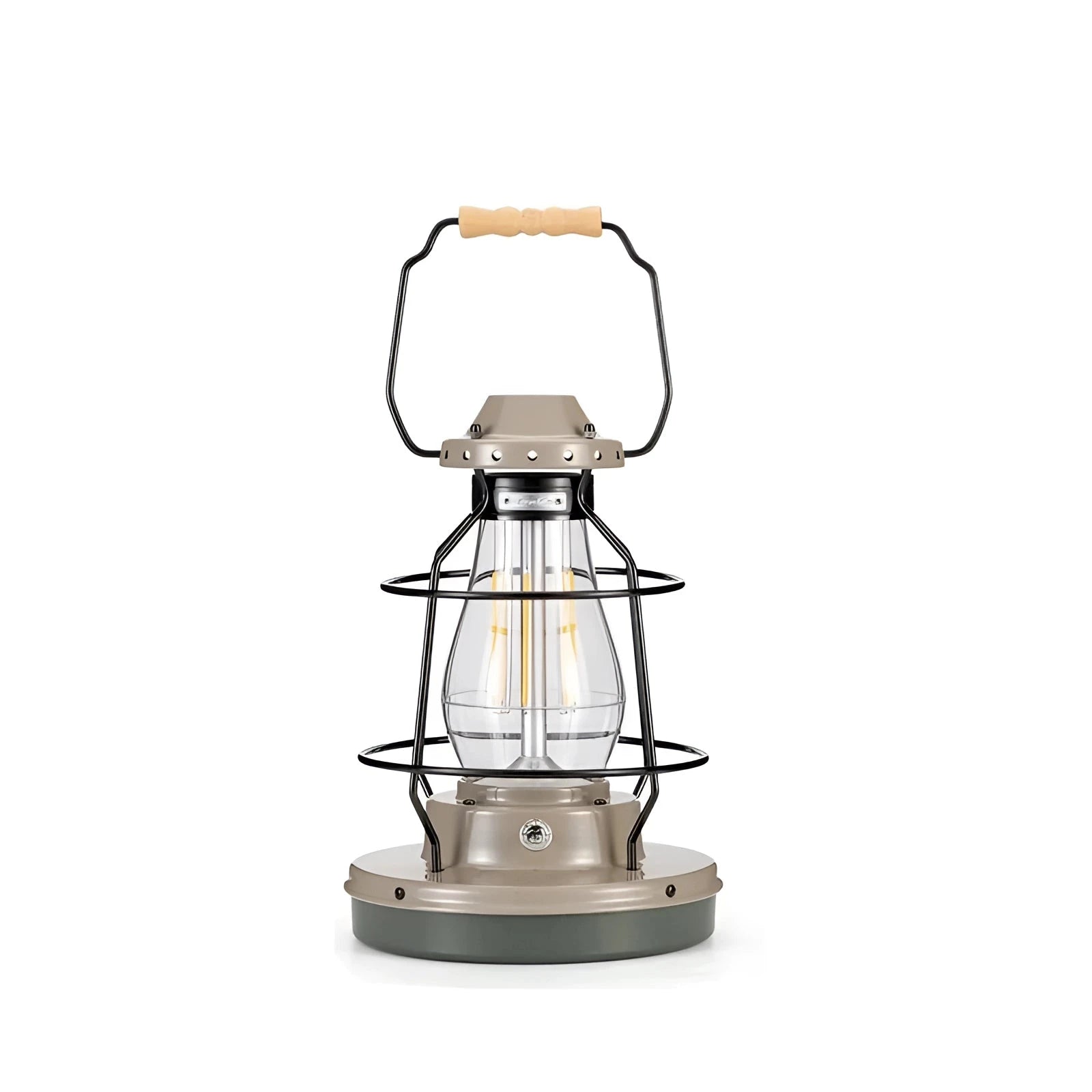 Naturehike Rechargeable LED Camping Lantern on a table, displaying its portable, durable, and eco-friendly design with a cylindrical shape.