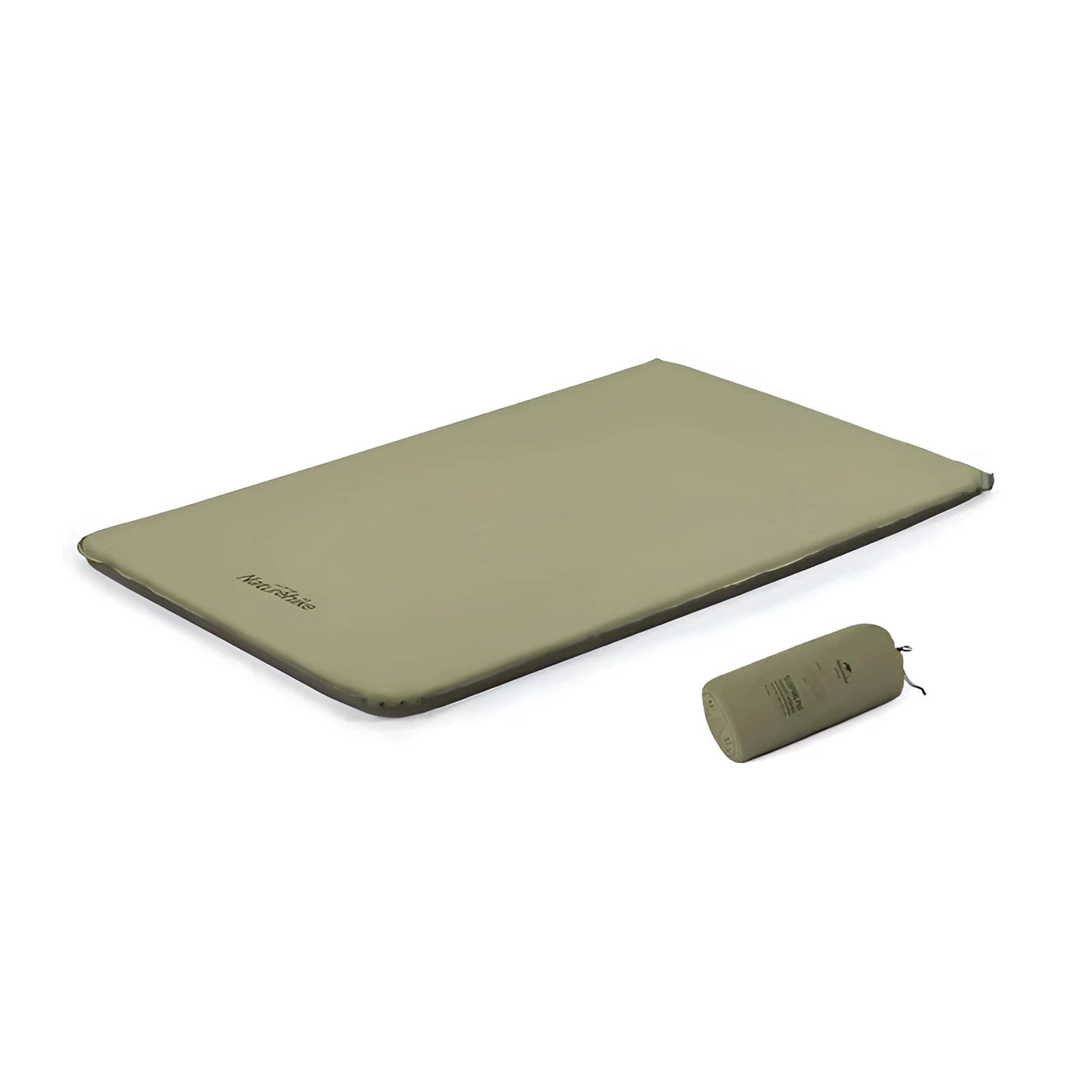 Green double Naturehike ultralight self-inflating camping pad, compact and waterproof, displayed fully inflated on a beige background.