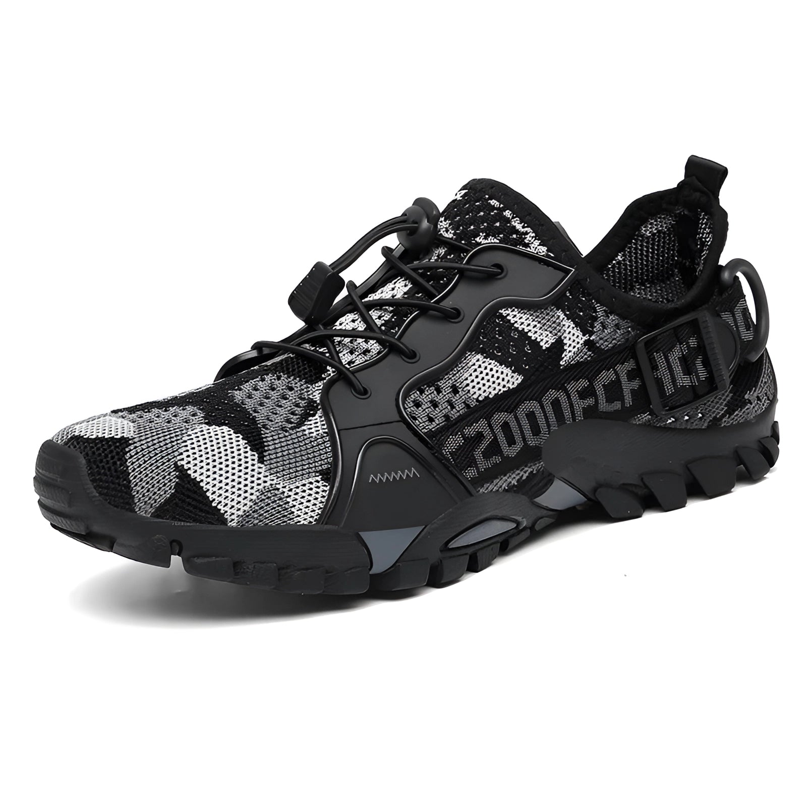 Orange breathable lightweight hiking shoes with quick-dry mesh, durable trail design, size 46, featuring grey accents.