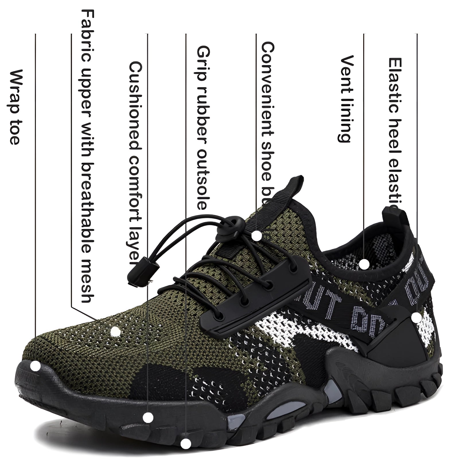 Men's breathable mesh hiking and running shoes featuring a non-slip sole, designed for outdoor activities and sports, resembling a sneaker style with athletic and cross-training functionality.