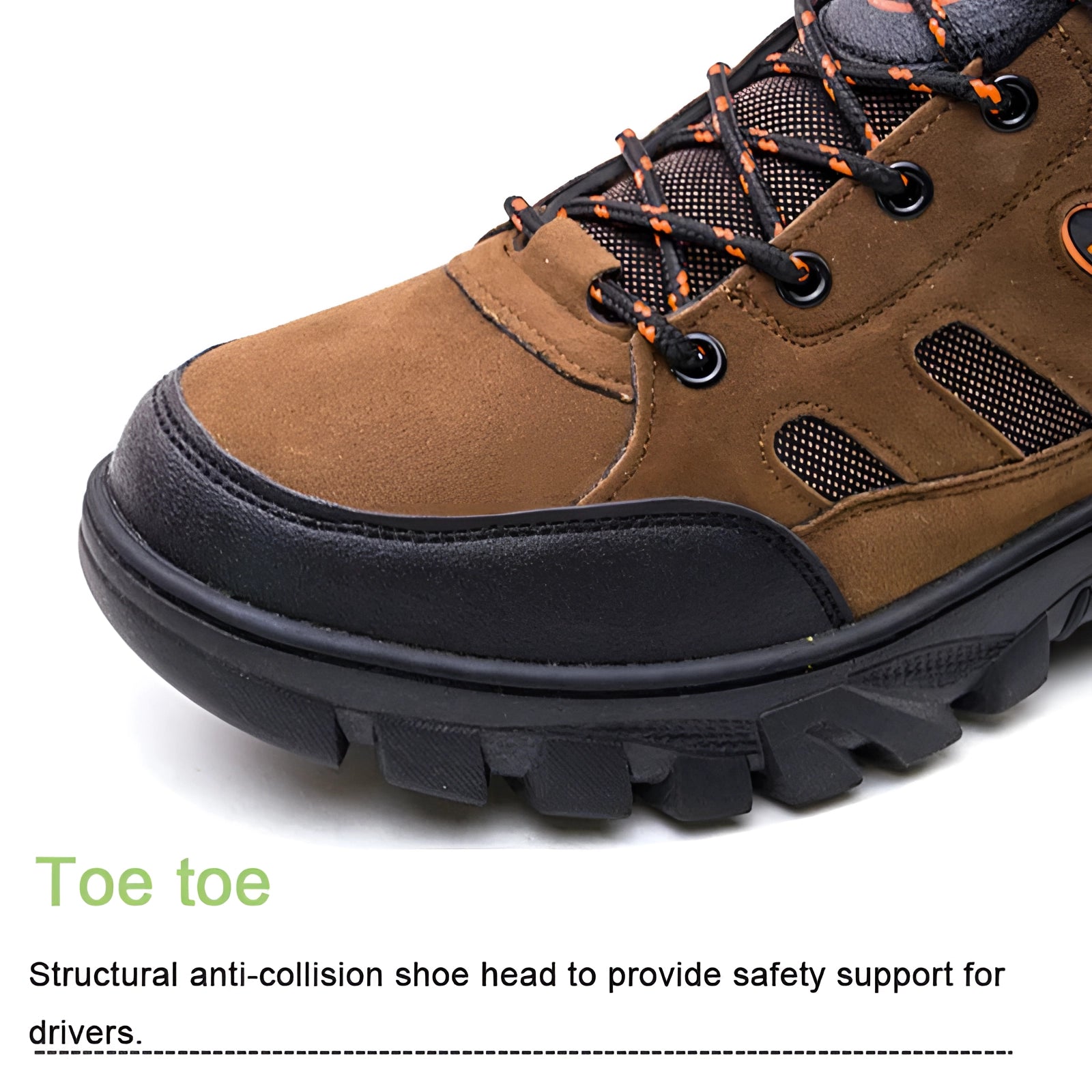 Men's brown and beige waterproof hiking shoes designed for durability and anti-slip performance, suitable for outdoor activities.