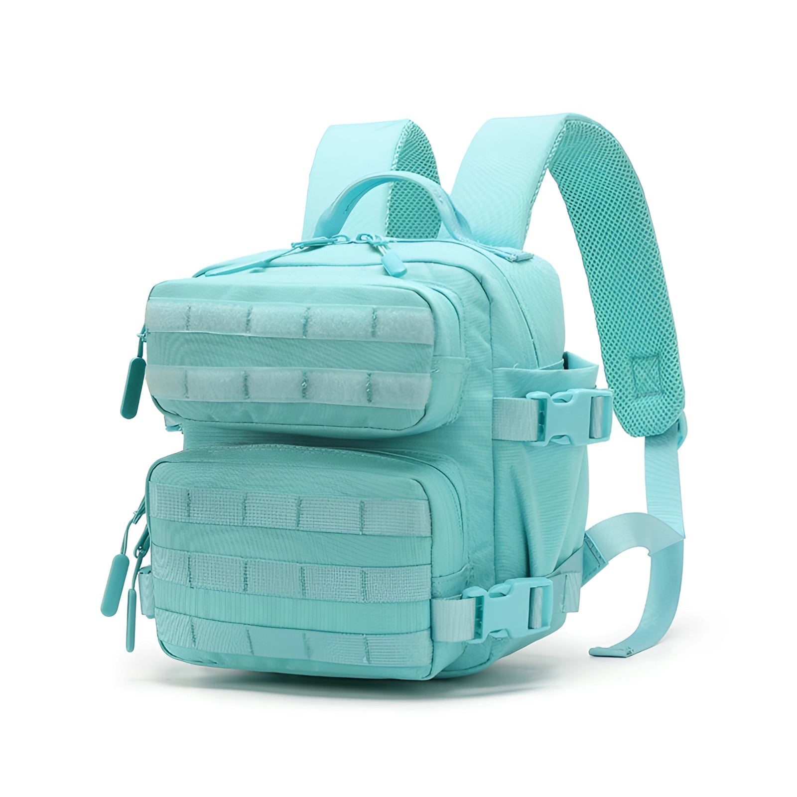 Light green tactical backpack for women featuring a MOLLE system and multiple pockets, designed for everyday carry and functionality.