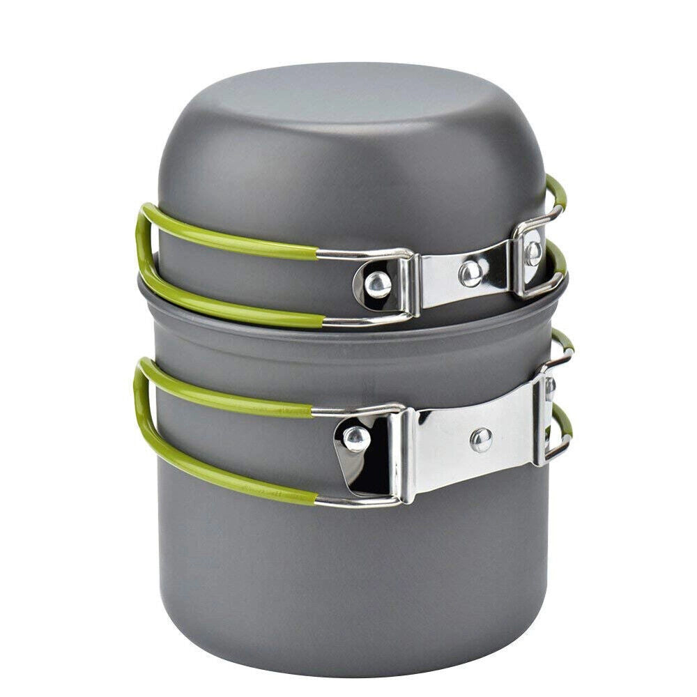 Portable gas stove for family camping, featuring a lightweight and durable design with high-efficiency burners, made of titanium and metal components.