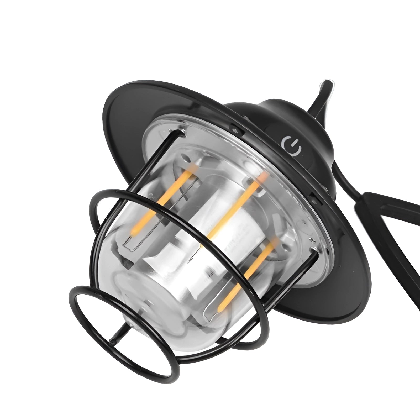 Portable waterproof LED camping lantern, rechargeable and durable, shown on a white background.