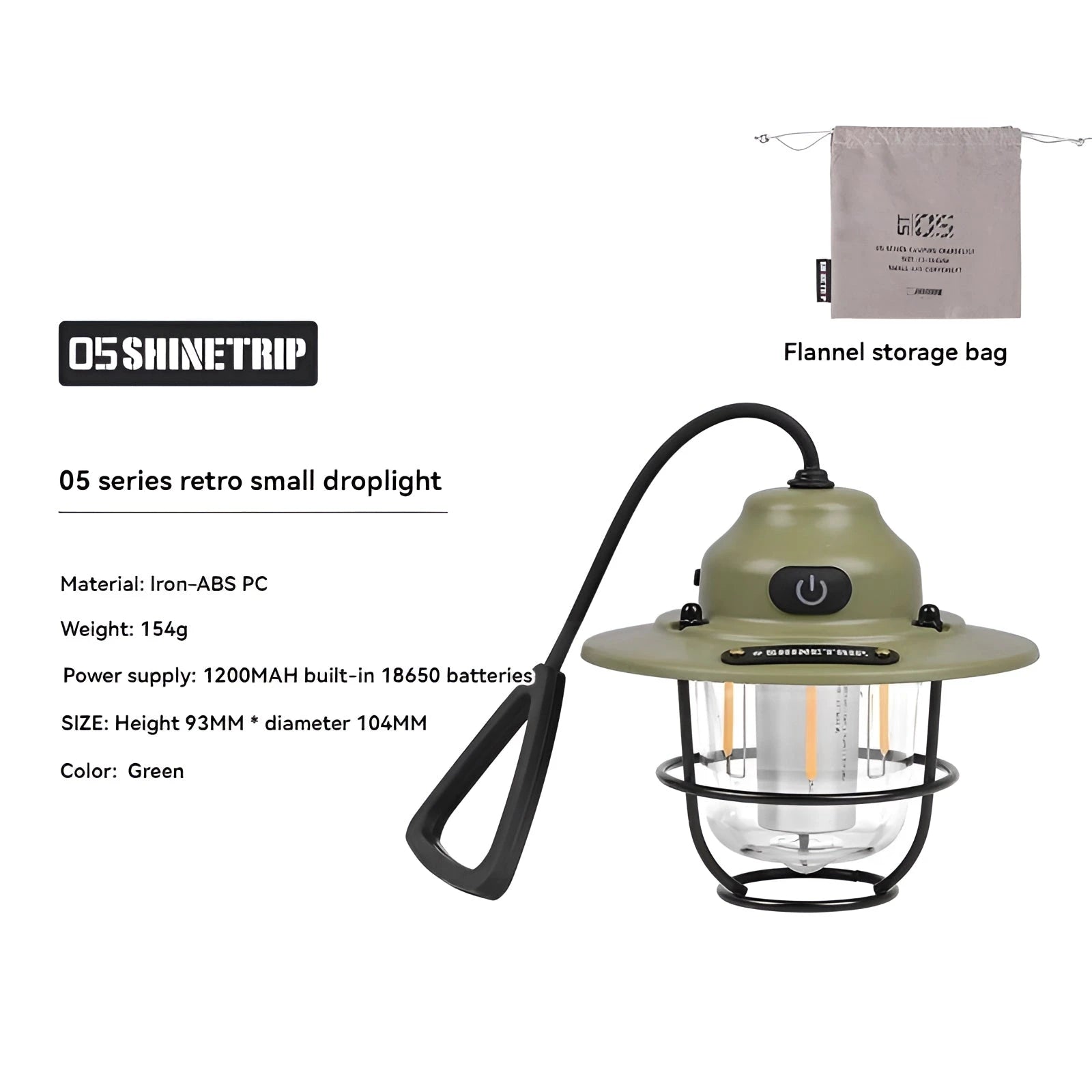 Green Portable Waterproof LED Camping Lantern - Rechargeable, Durable, Eco-Friendly, placed on a surface.