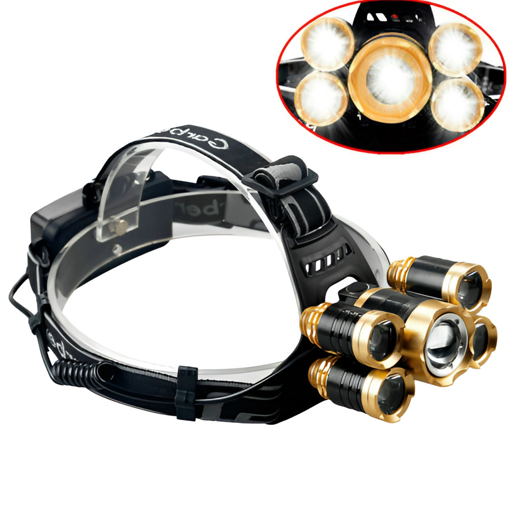 Rechargeable Waterproof LED Headlamp - Lightweight, Adjustable, Durable