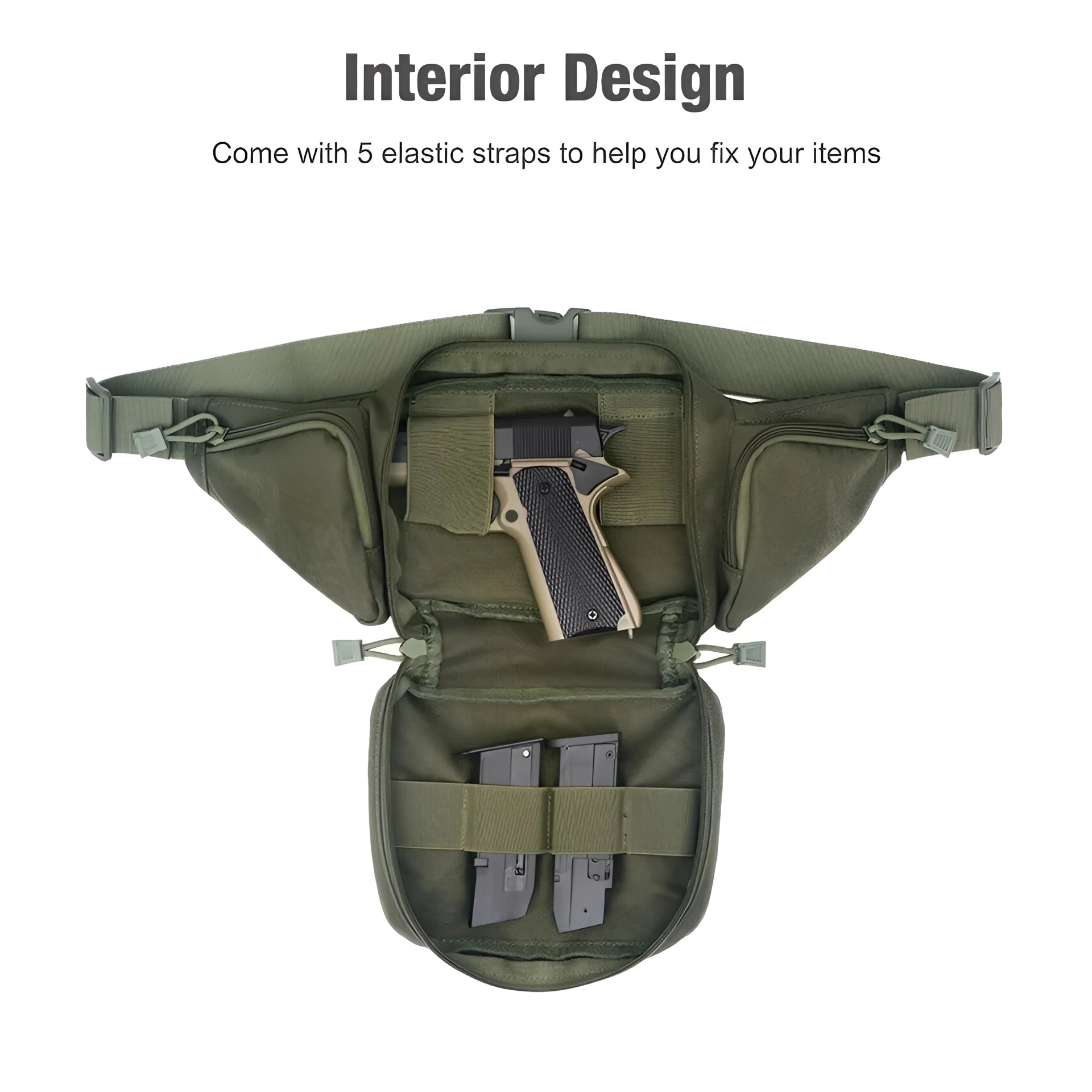 Tactical fanny pack with concealed carry gun holster and EDC waist bag, shown with protective gear and sporty design, suitable for personal protection and everyday carry.