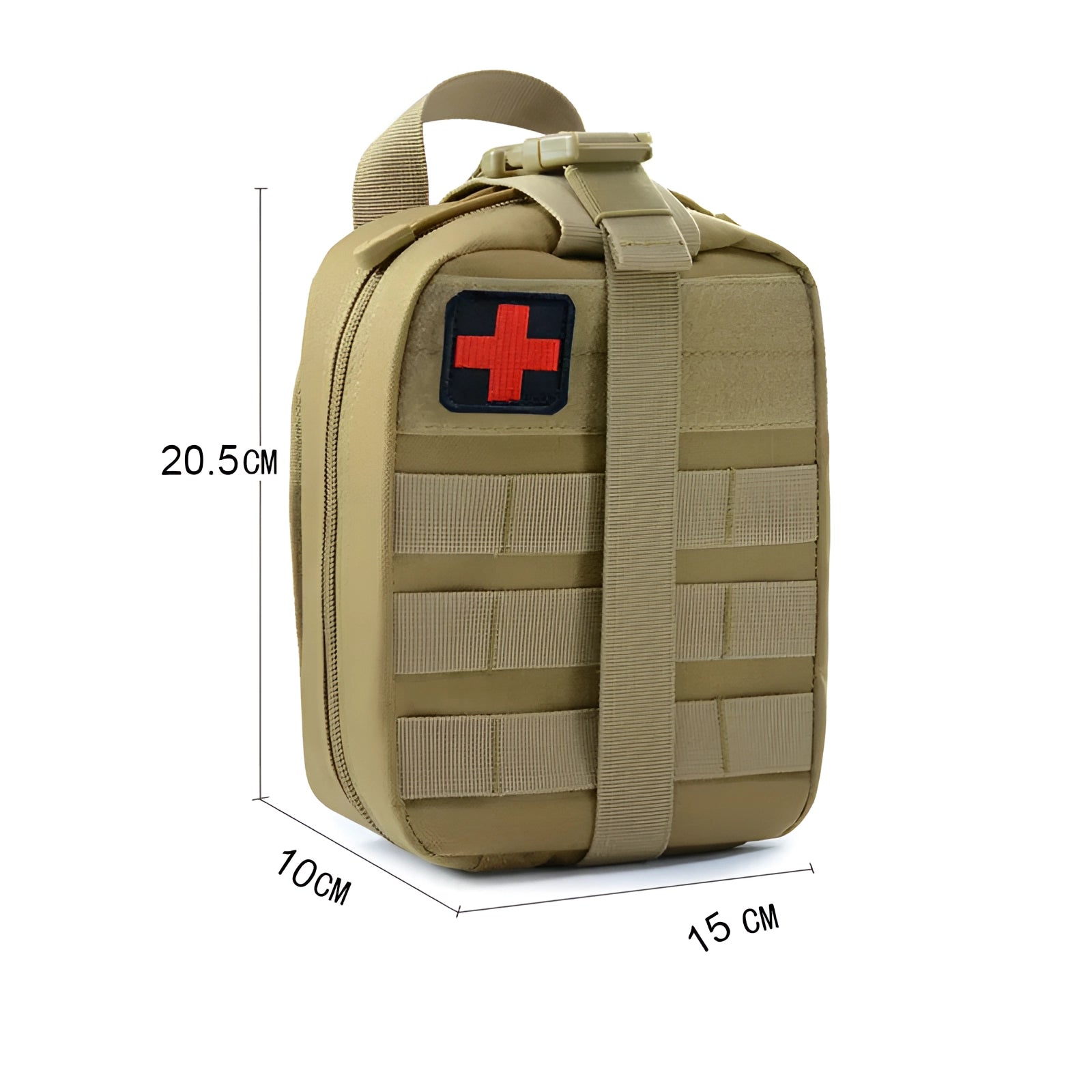 Tactical medical backpack featuring a MOLLE EMT pouch design with visible straps and compartments, suitable for carrying military first aid supplies.