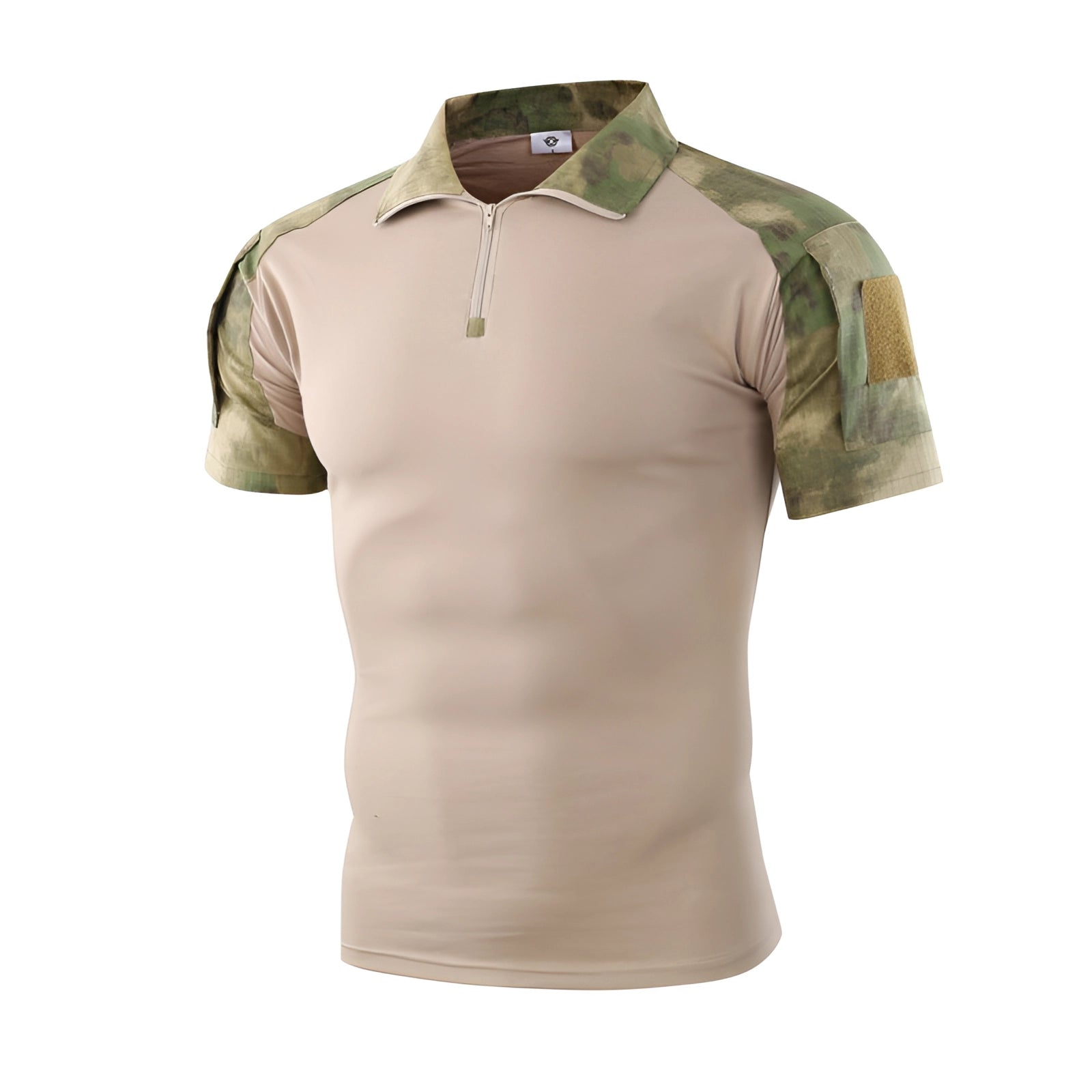 Tactical men's green camouflage short-sleeve polo shirt in size 2XL, featuring a durable fabric, traditional collar, and stylish outdoor wear design.