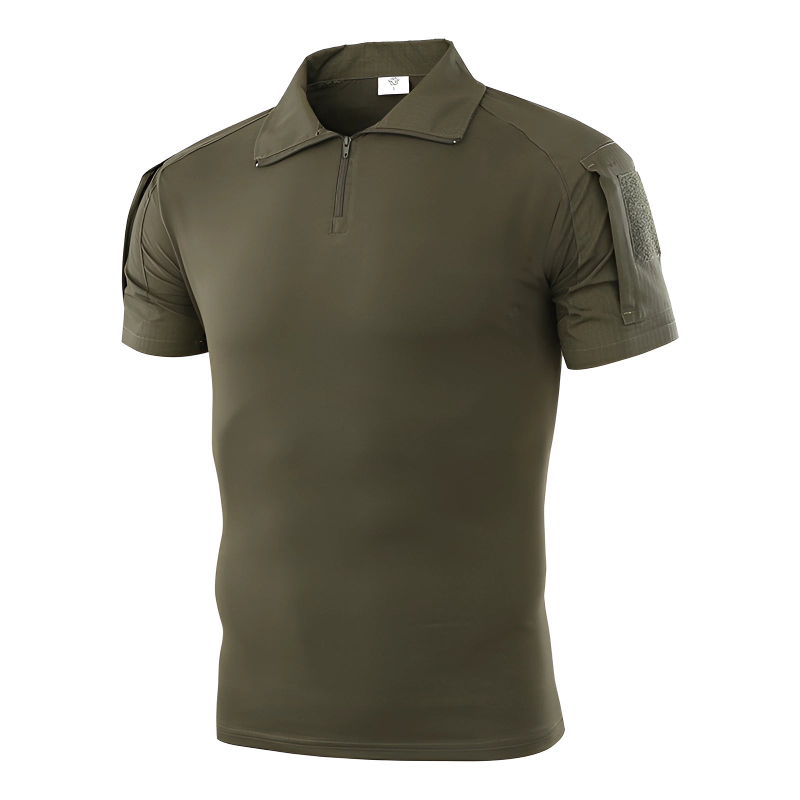 Tactical Men's Camouflage Polo Shirt in Green, 2XL, featuring short sleeves, a collar, button closure, and a durable fabric with a camouflage pattern.