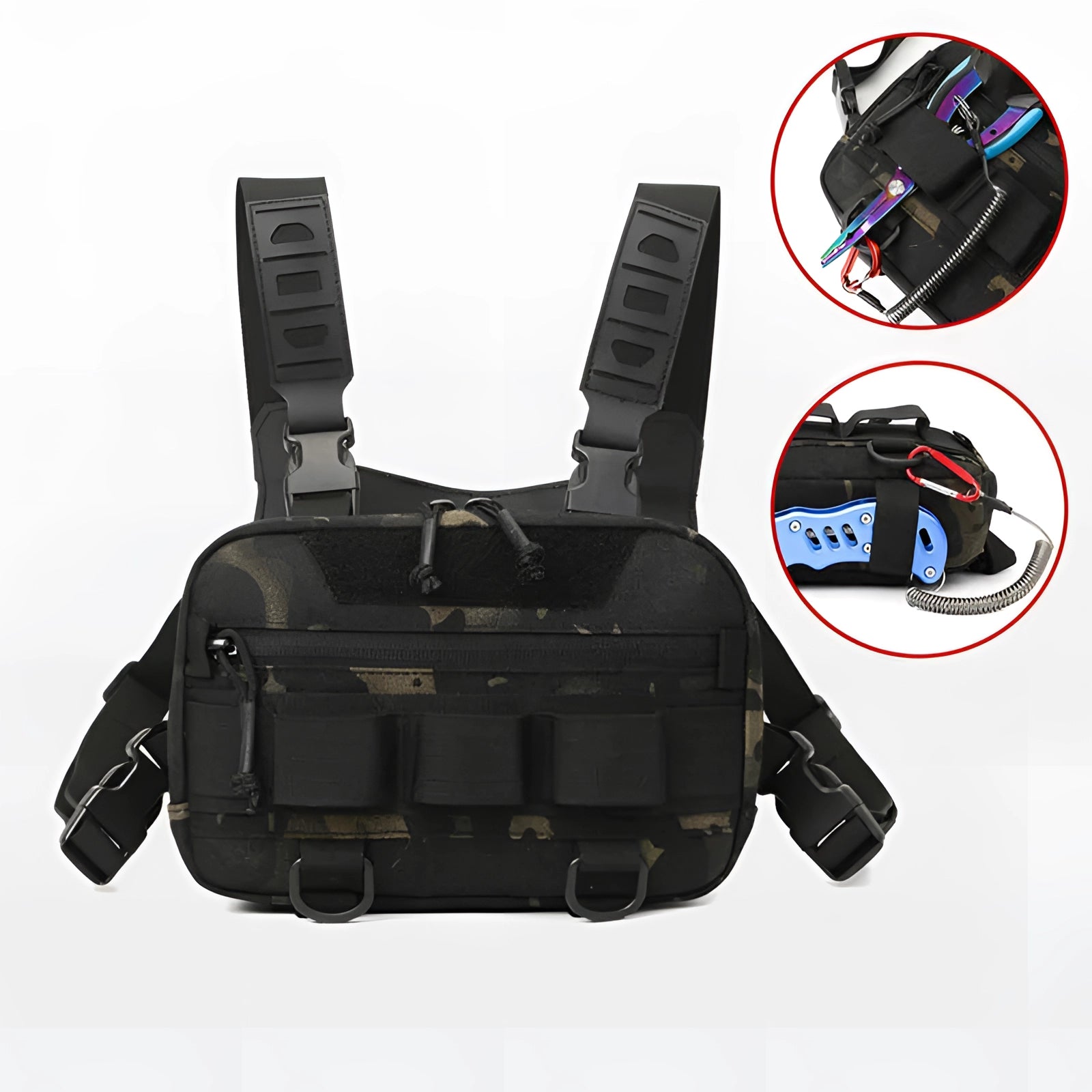 Tactical Military Sling Bag with Molle system in electric blue, designed for utility and outdoor use.