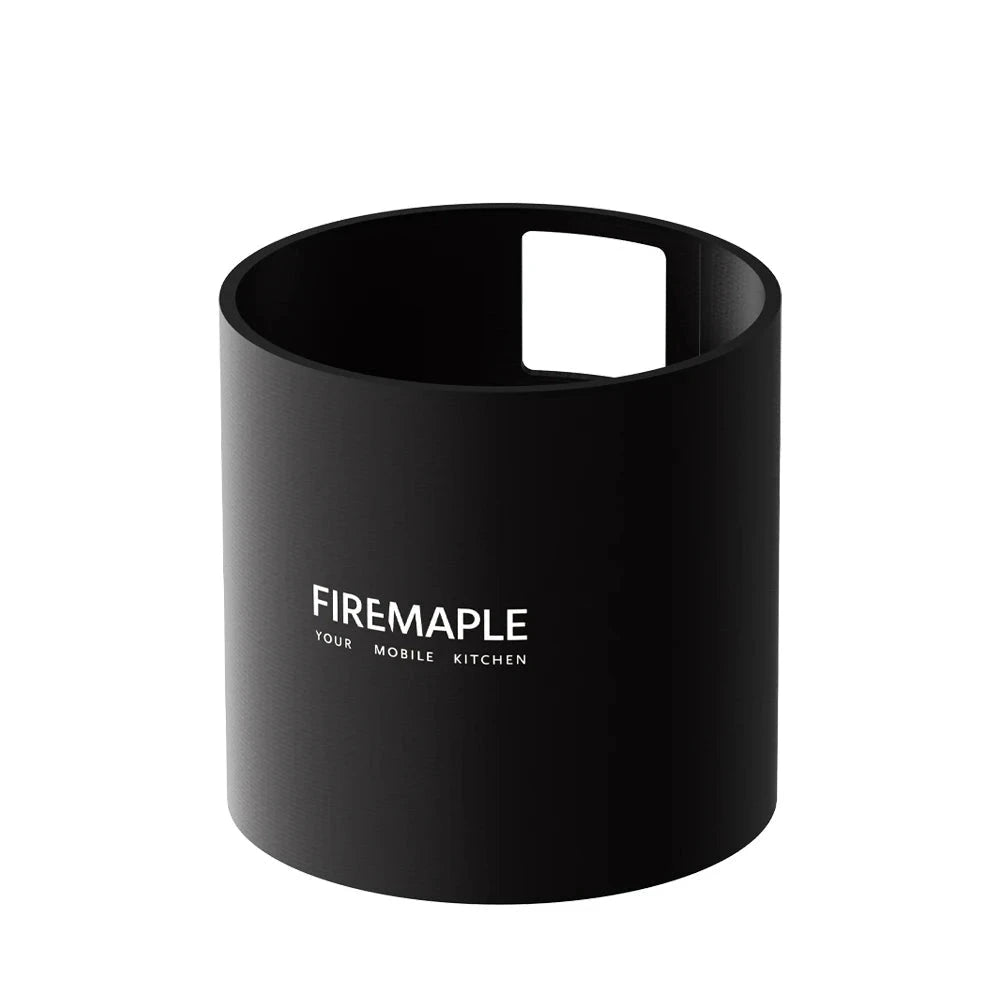 Ultralight camping pot sleeve with FireMaple Petrel logo in electric blue, cylindrical in shape, designed for hiking cookware.