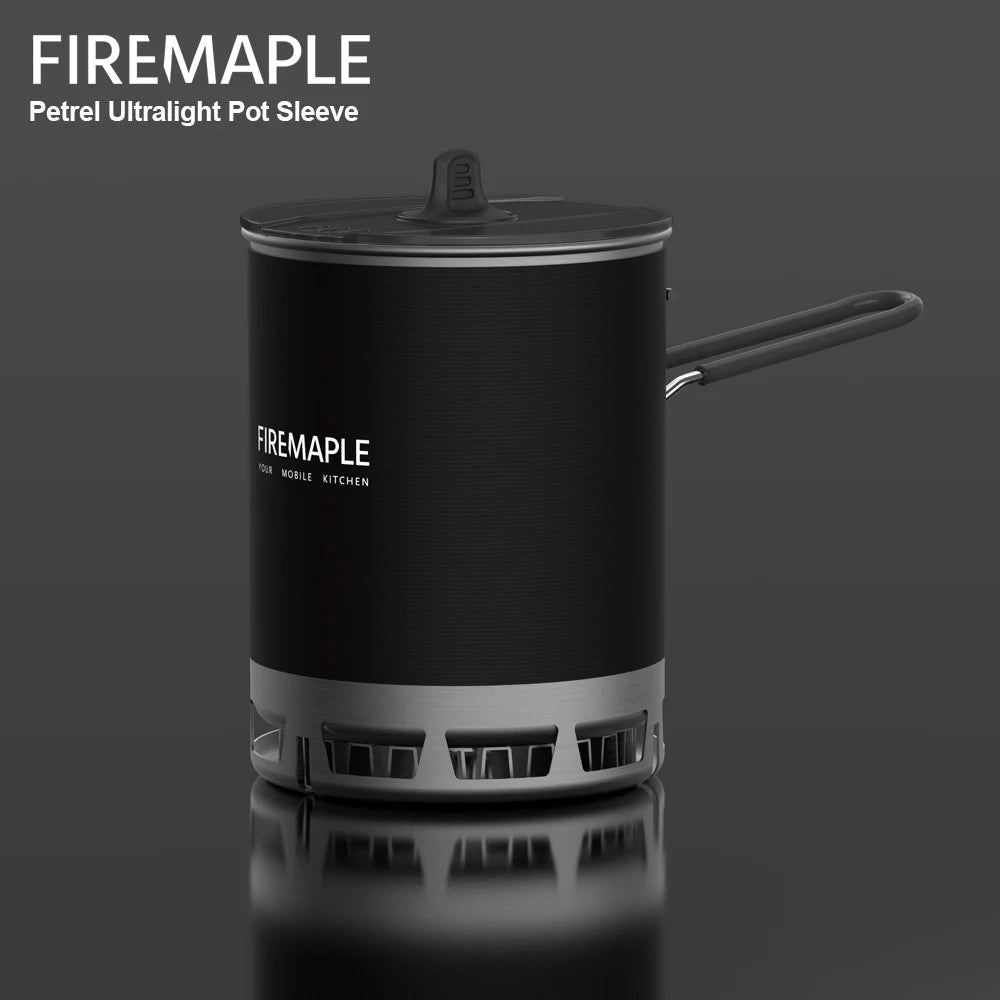 Ultralight FireMaple G3 Pot with non-stick surface and protective sleeve, designed for camping cookware, featuring a cylindrical shape and sleek design.