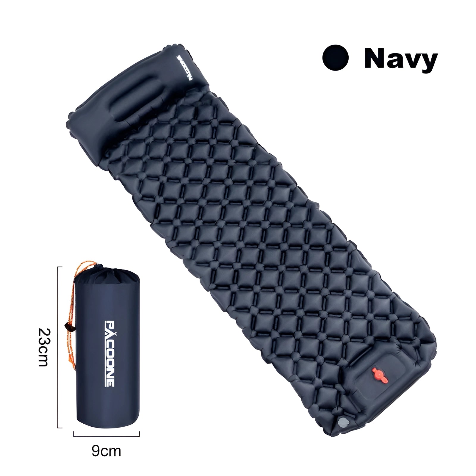 Ultralight Inflatable Camping Mat with honeycomb cells, compact and waterproof, shown deflated and folded.