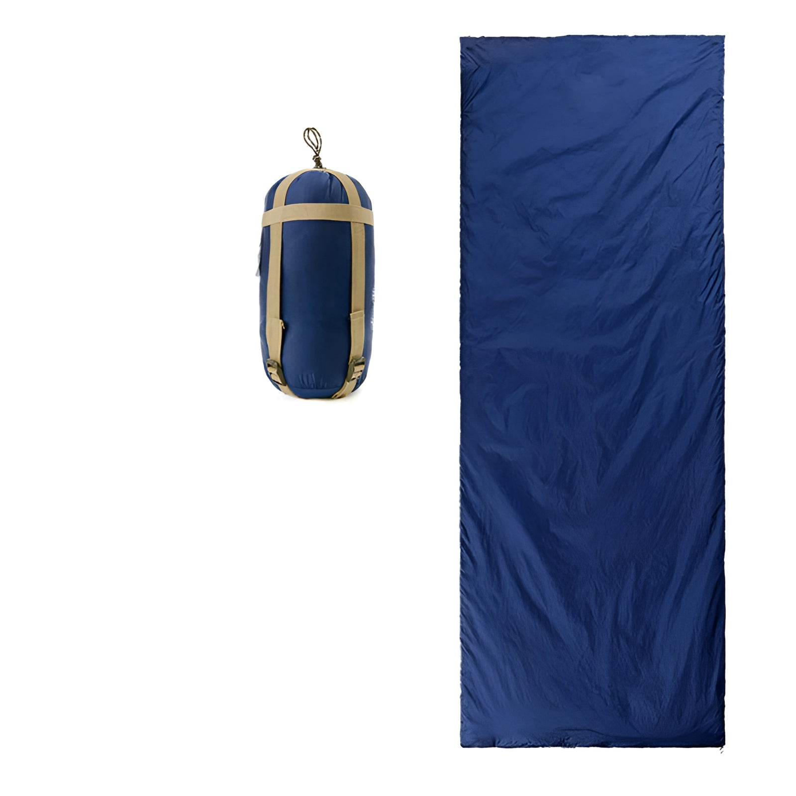 Navy blue ultralight LW180 compact lightweight backpacking sleeping bag with hood and insulated interior, displayed in a rectangular shape.