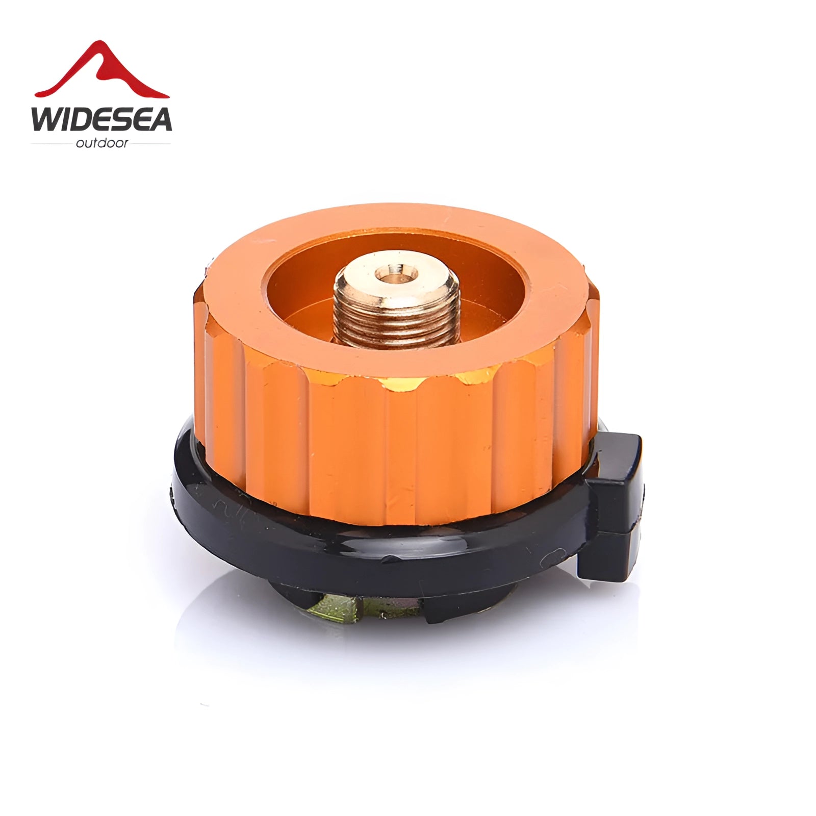 Universal camping stove adapter by Widesea, designed for outdoor use, made of metal with a cylindrical shape, suitable for converting gas supply types for camping stoves.