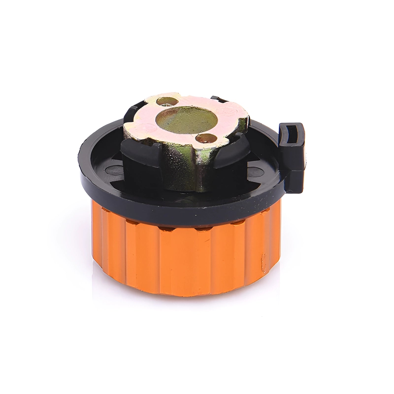 Universal camping stove adapter for outdoor gas conversion, featuring a circular metal design.