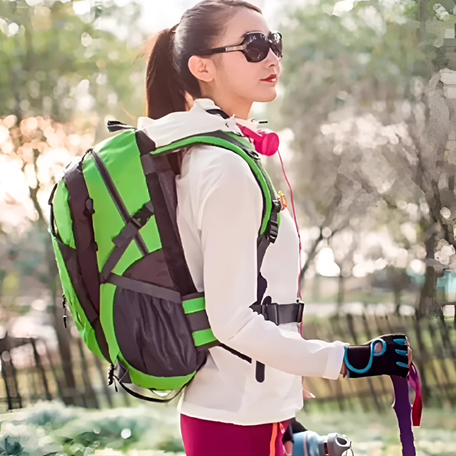 A black waterproof hiking backpack with a 40L capacity, designed for outdoor adventures.