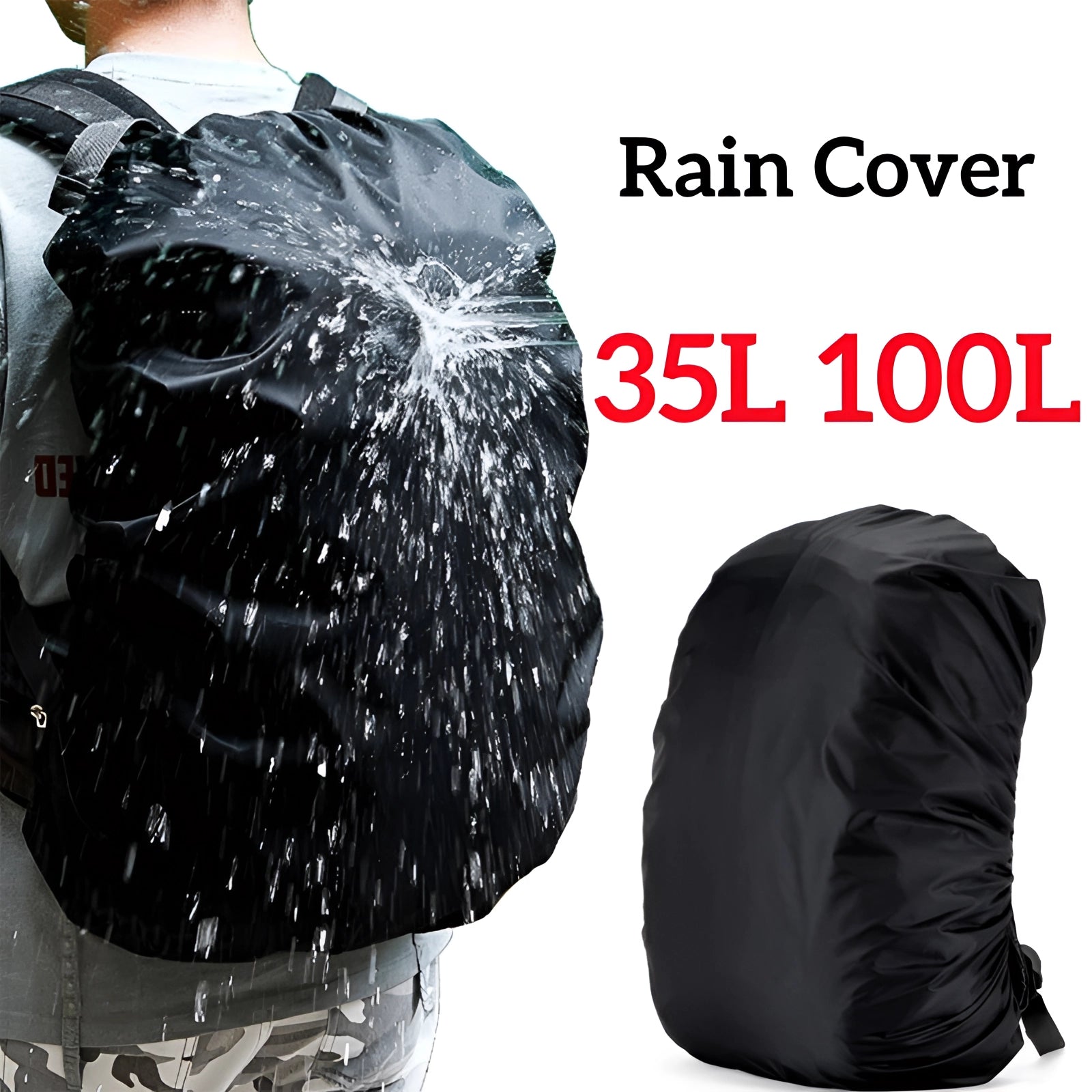 Waterproof ultralight backpack rain cover in electric blue, designed for durability, adjustable fit, and quick-drying properties.