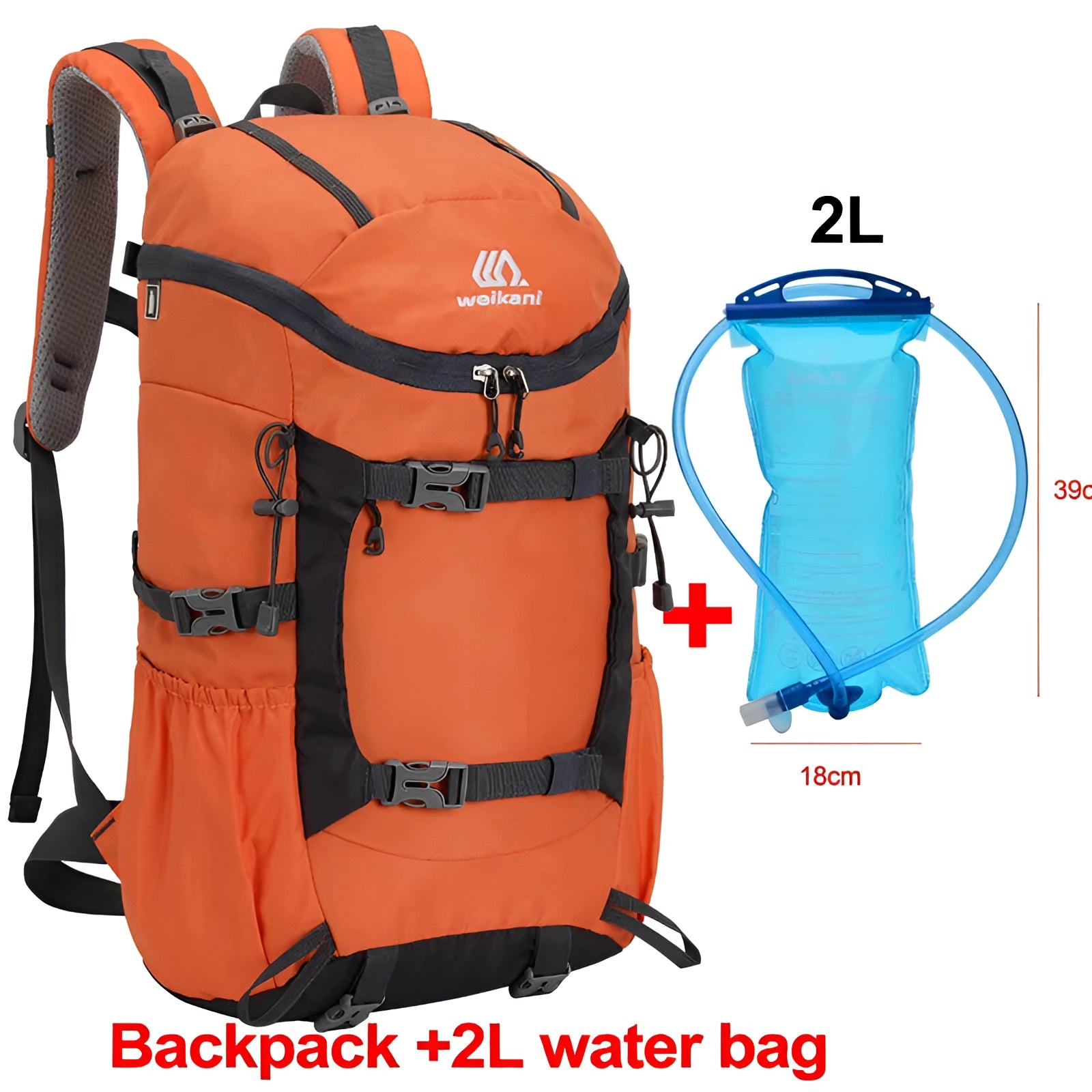 Lightweight multi-color hiking backpack with large capacity and water-resistant features, designed for travel and outdoor activities; electric blue accents, suitable as a fashion accessory.