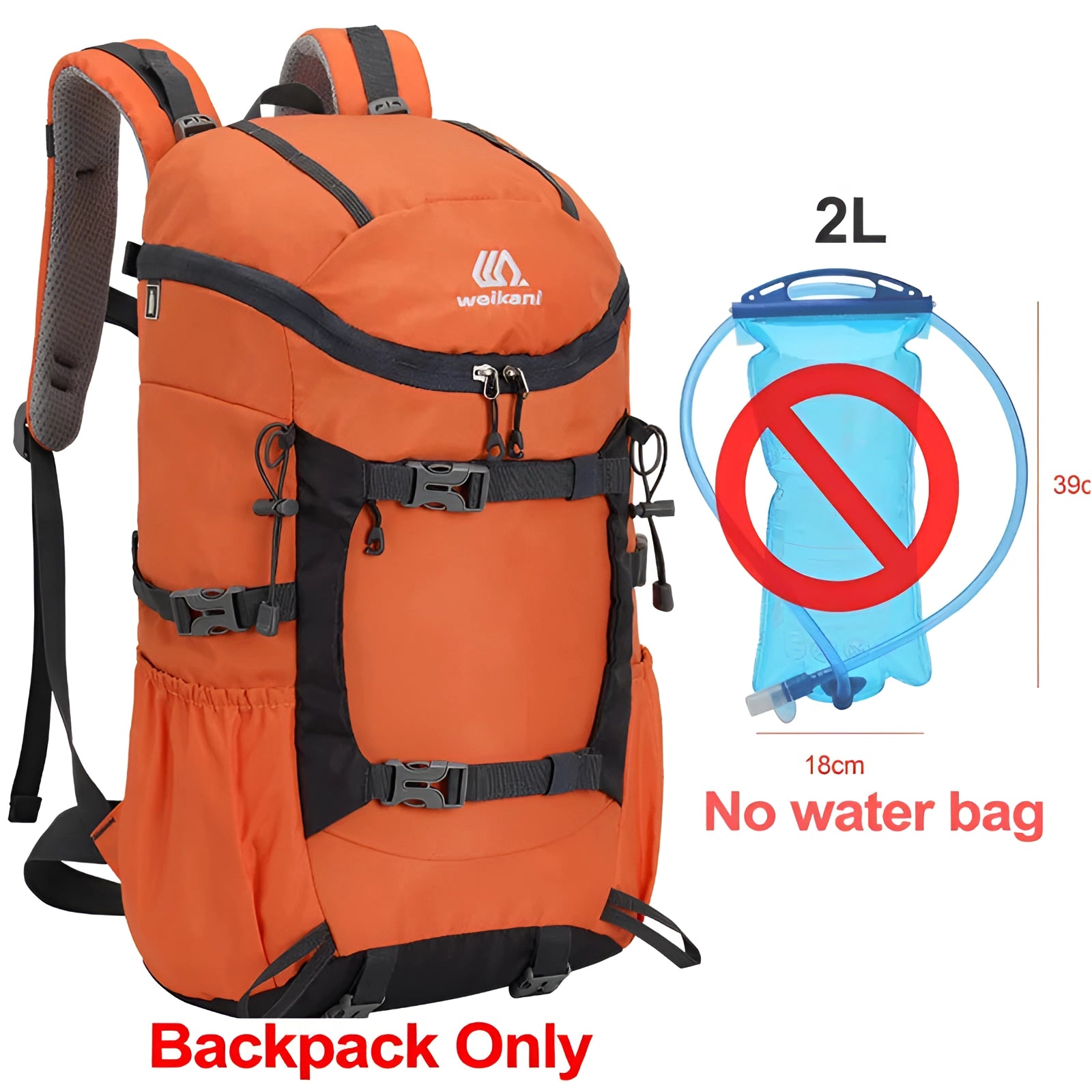 Orange Wellkani Lightweight Multi-Color Hiking Backpack with large capacity, water-resistant material, and designed for travel and outdoor activities.