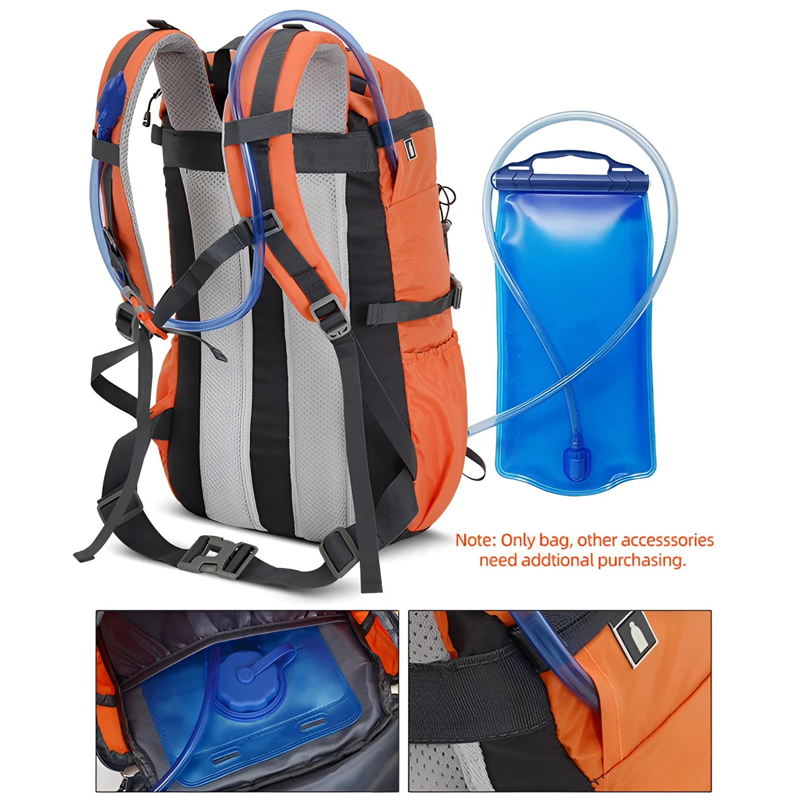 Lightweight multi-color hiking backpack with large capacity, featuring a water-resistant design, suitable for travel and outdoor activities.