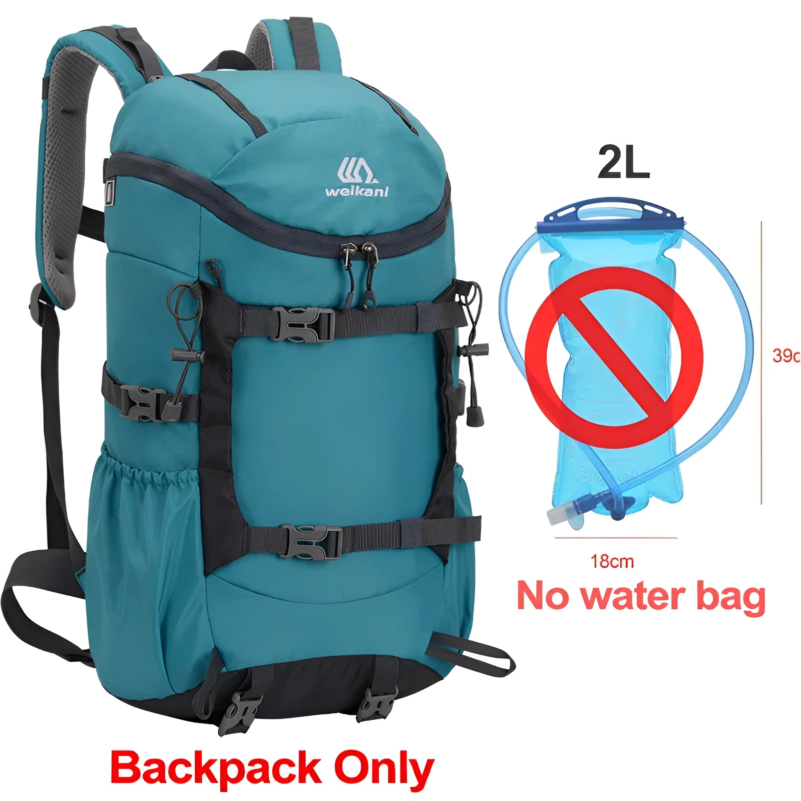 A lake blue Wellkani lightweight hiking backpack with multi-color accents, large capacity, and water-resistant features, ideal for outdoor adventures.