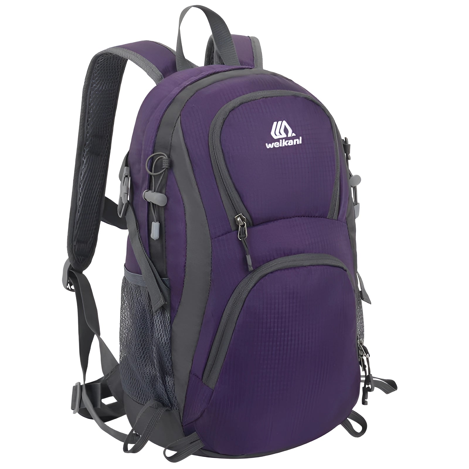 Purple Wellsan lightweight water-resistant hiking backpack with ergonomic design and multiple pockets.