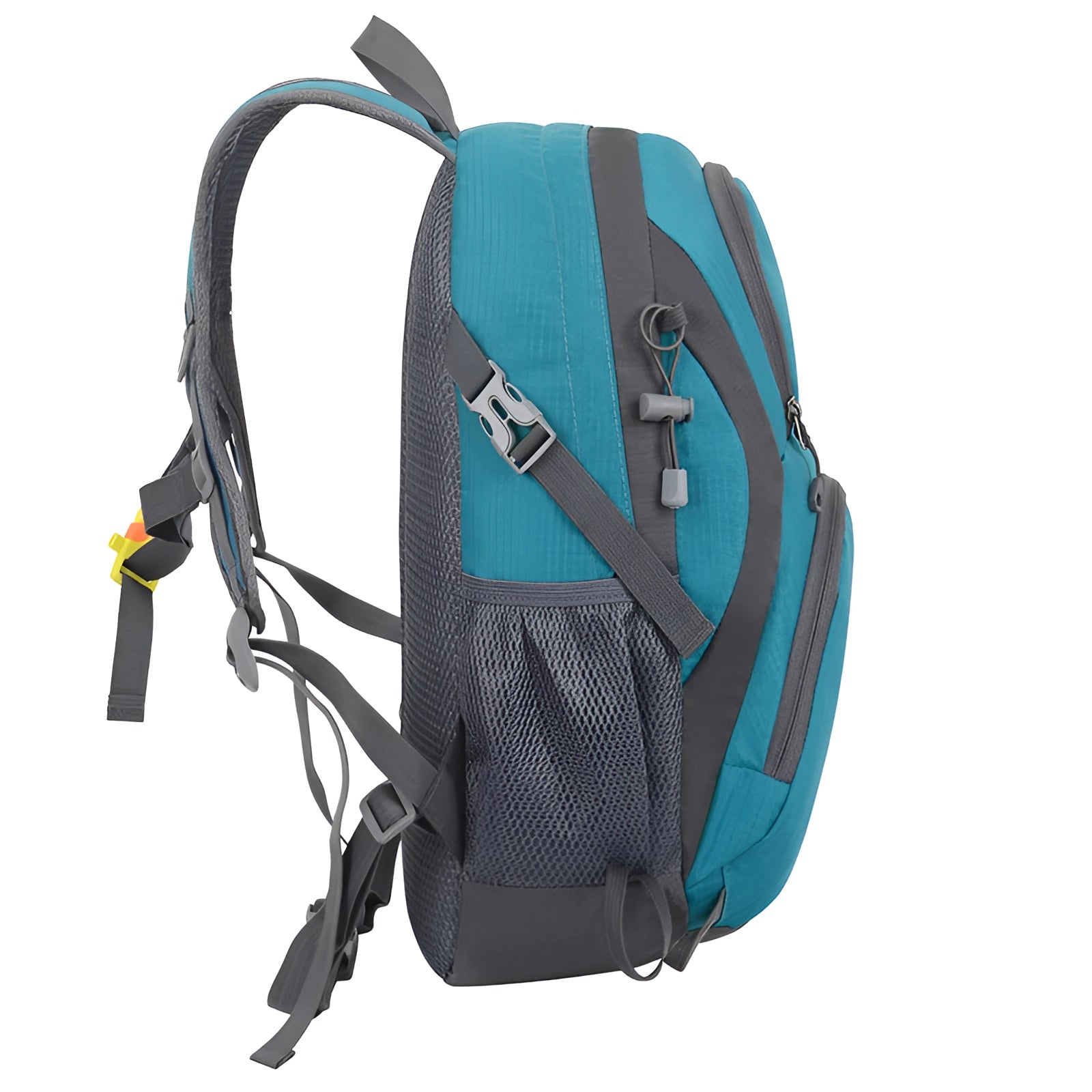 Electric blue Wellsan lightweight hiking backpack featuring an ergonomic design with multiple pockets, water-resistant material, and adjustable straps.