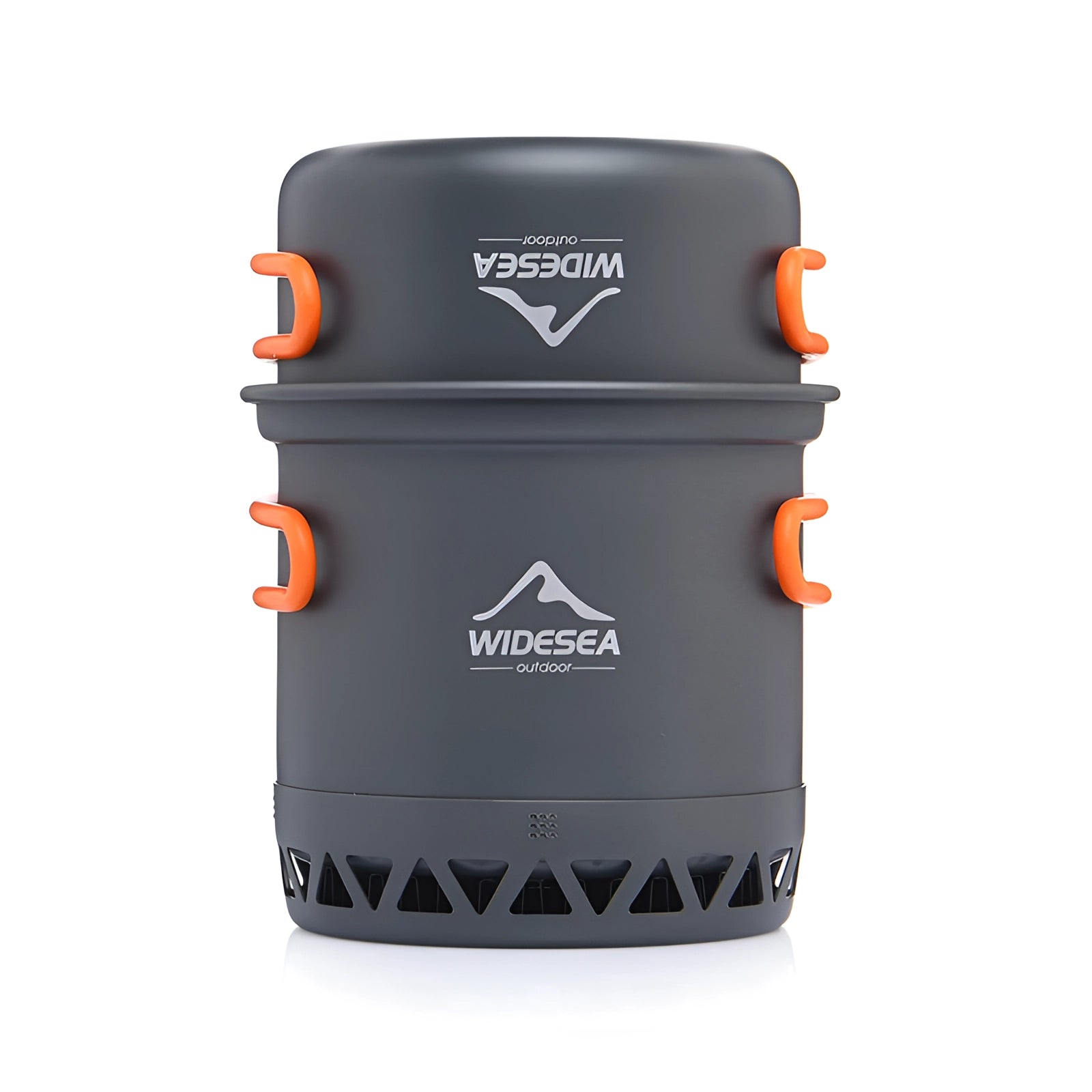 Compact camping stove and portable cookware set featuring a 1.3L pot, showing a sleek design with a gas cylinder, suitable for hiking and outdoor cooking.