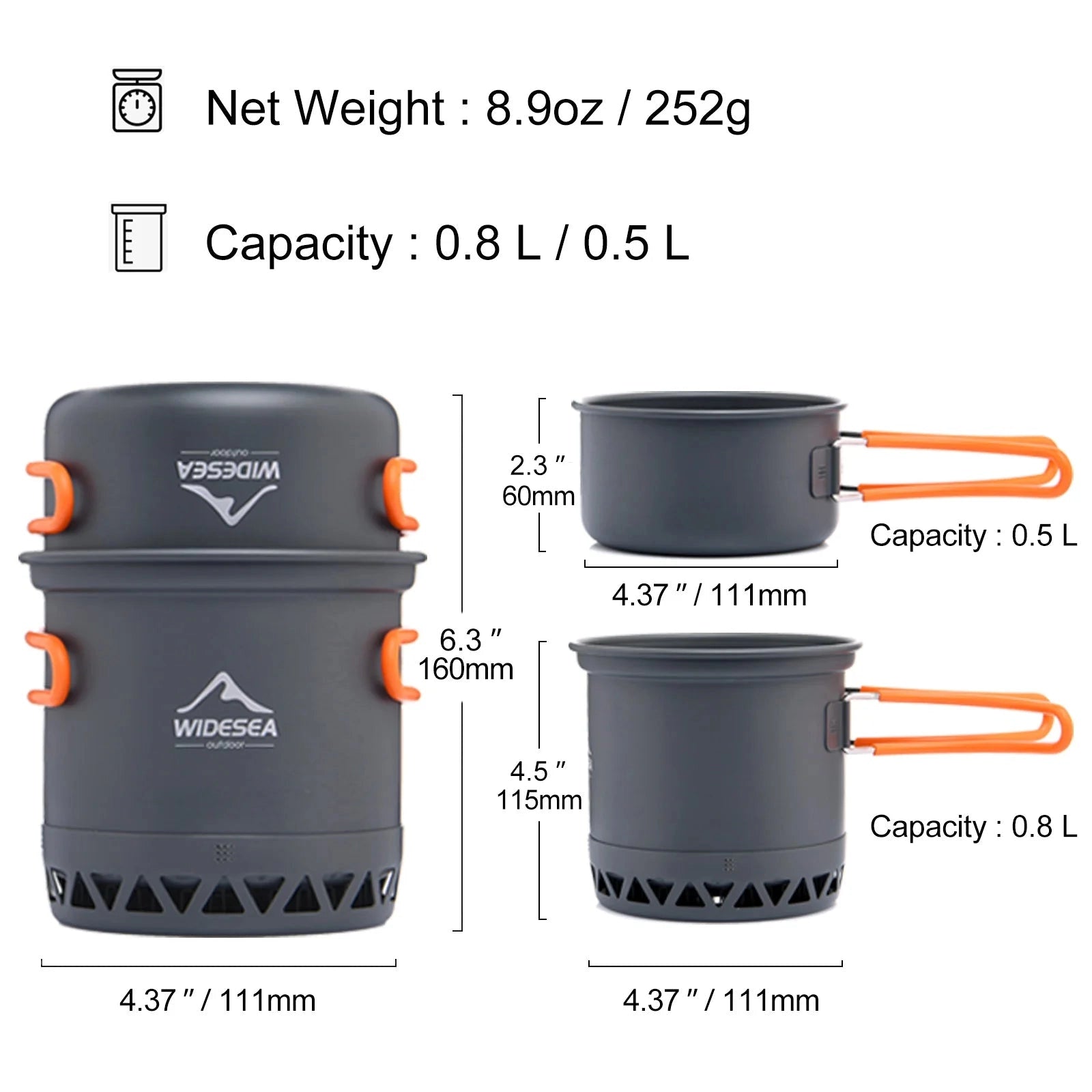 Compact camping stove and portable cookware set designed for hiking, featuring a small gas cylinder and cooking accessories arranged on a flat surface.