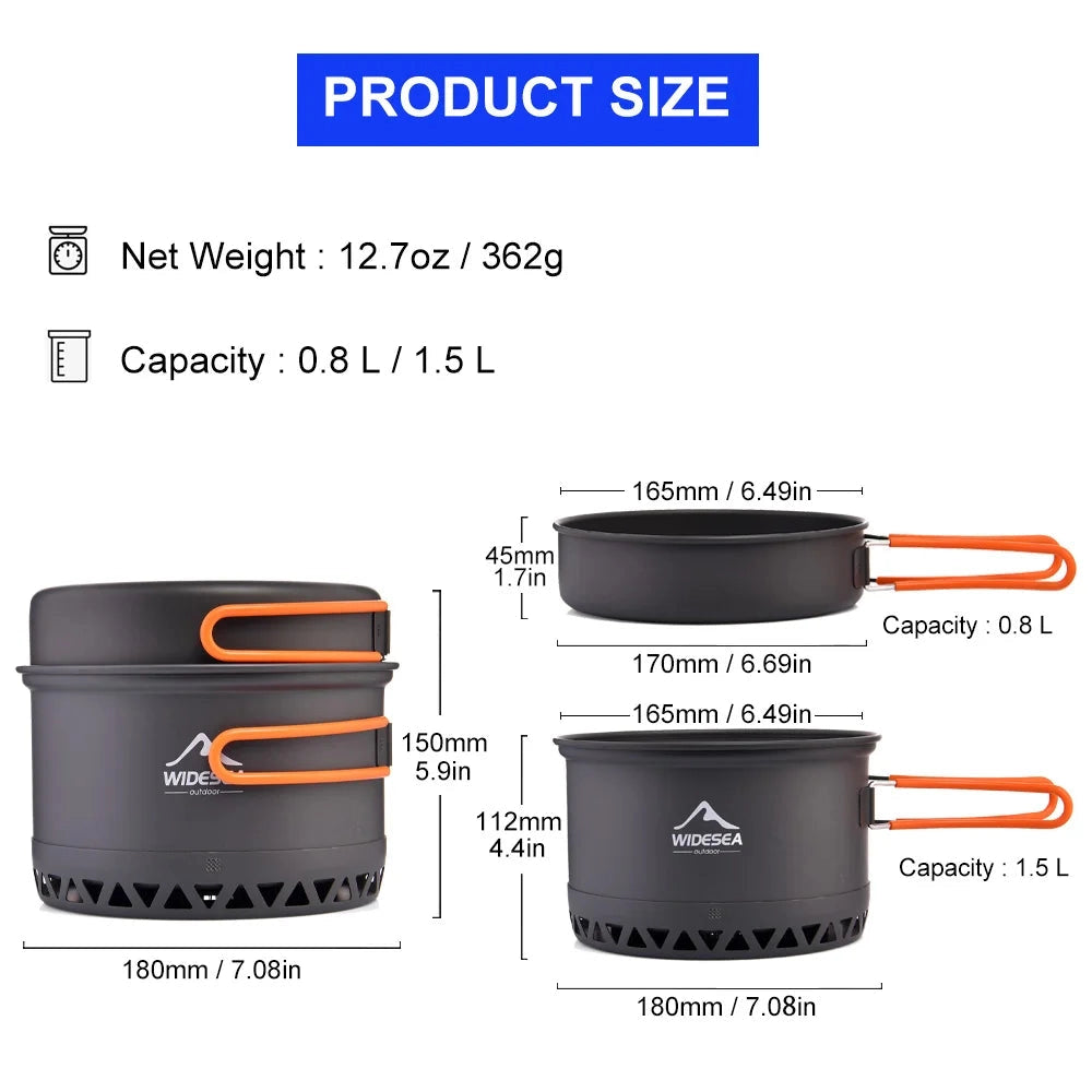 Compact camping stove and portable cookware set for hiking, featuring a sleek design with metallic components, ideal for outdoor cooking while being lightweight and easy to transport.