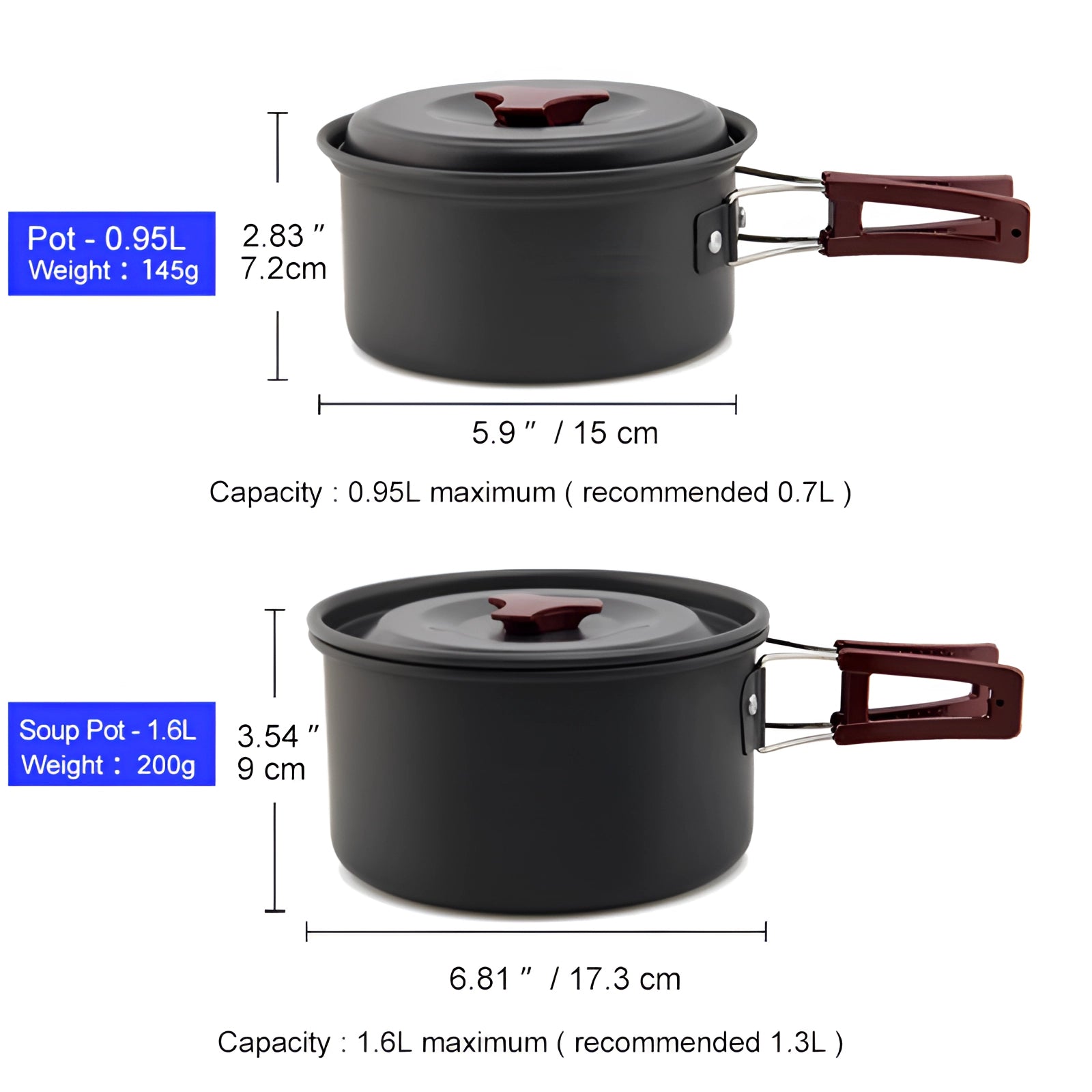 Widesea Lightweight Non-Stick Camping Cookware Set made of anodized aluminum, featuring a durable saucepan designed for efficient outdoor cooking.