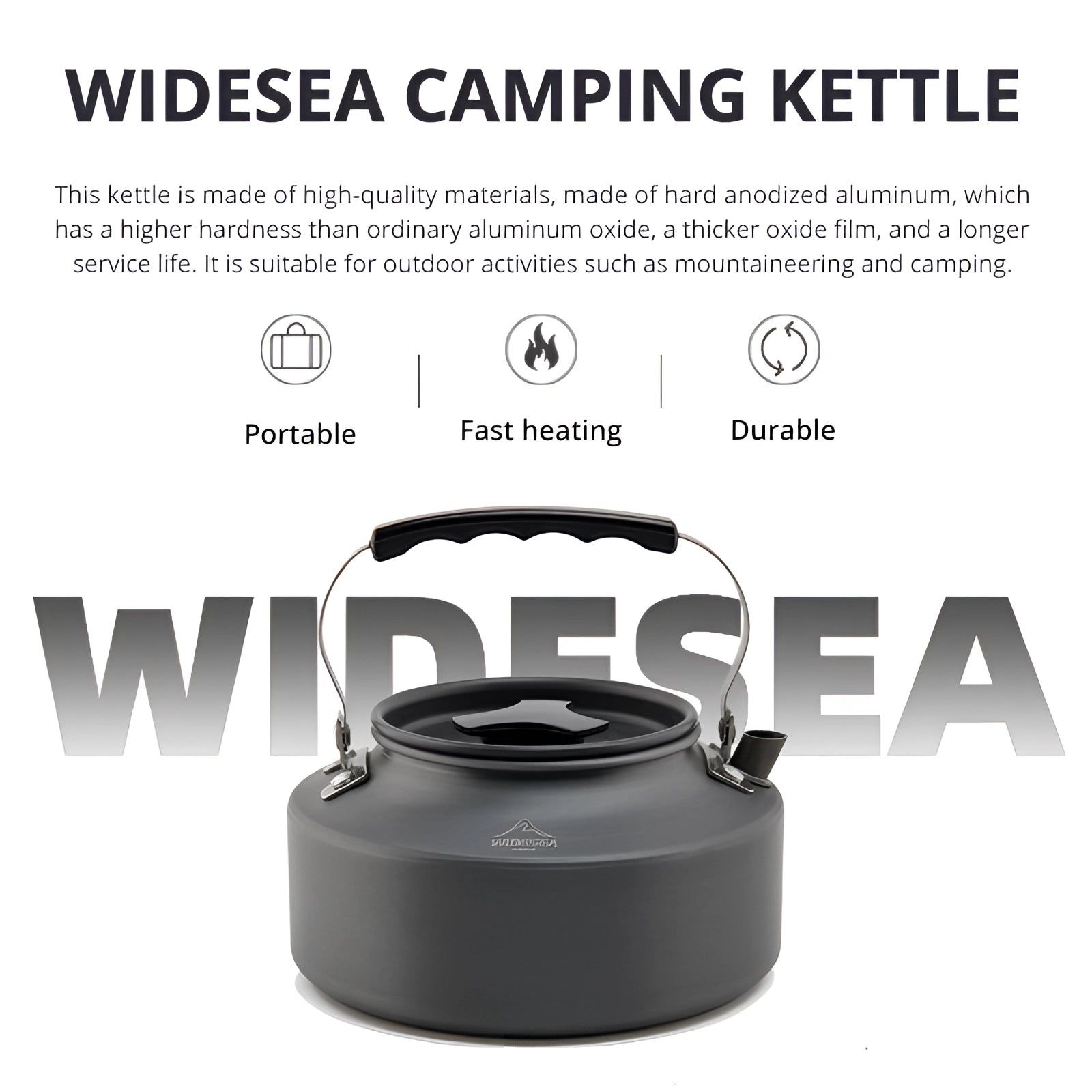 A lightweight non-stick camping cookware set made from anodized aluminum, featuring compact and portable design ideal for outdoor adventures.